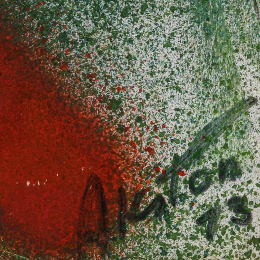 Framed J. Akston "Squiggle II 1973" Enamel on Paper - 4