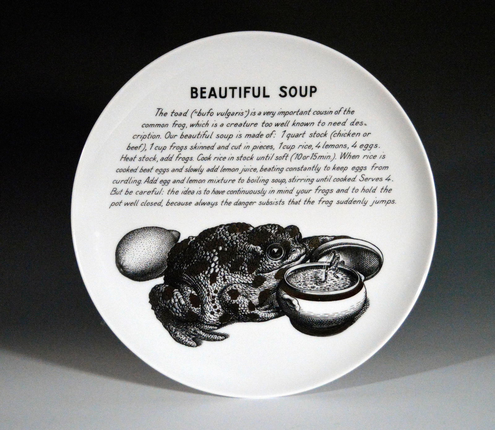 Vintage Piero Fornasetti Fleming Joffe Recipe Plate Soup, 1960s - 4