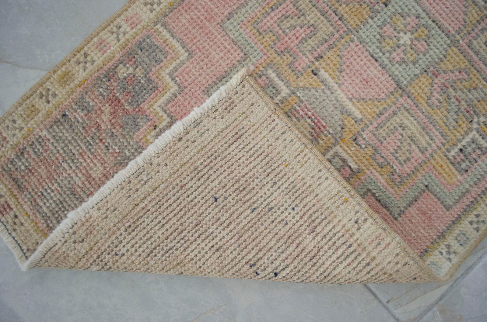 Hand Knotted Door Mat, Entryway Rug, Bath Mat, Kitchen Decor, Small Rug, Turkish Rug - 1"² - 7