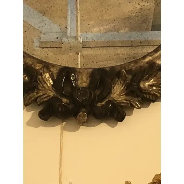 1990s Vintage Italian Oval Shaped Wood Carved Mirror - 6