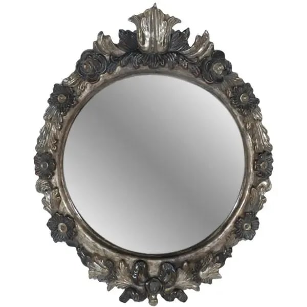 1990s Vintage Italian Oval Shaped Wood Carved Mirror - 9