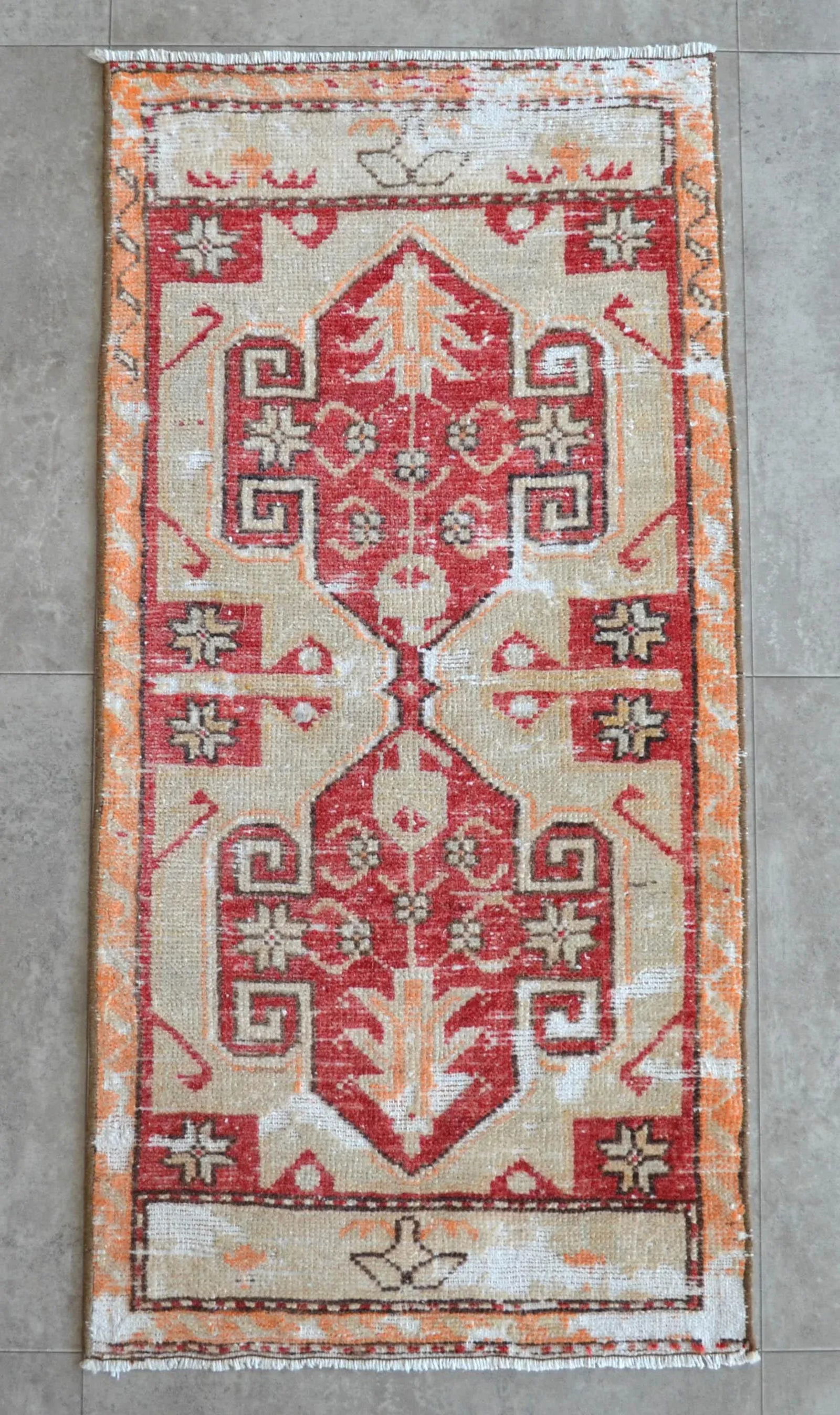 Hand Knotted Door Mat, Entryway Rug, Bath Mat, Kitchen Decor, Small Rug, Turkish Rug - 1"² - 2