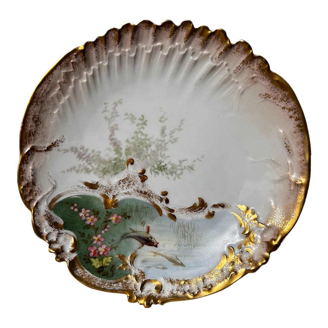 1920s Hand Painted Antique Limoges Fish Plate (1 of 8)