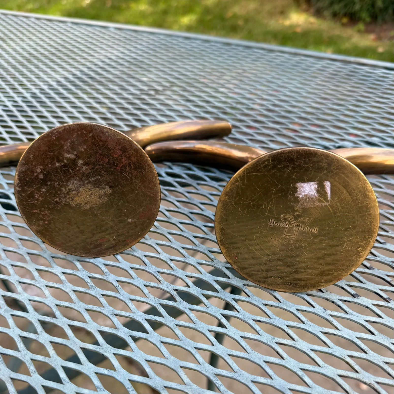 Pair of Ystad Metall Ivar Ã…lenius Björk Swedish Lily Brass Mid-Century Candlesticks - 10