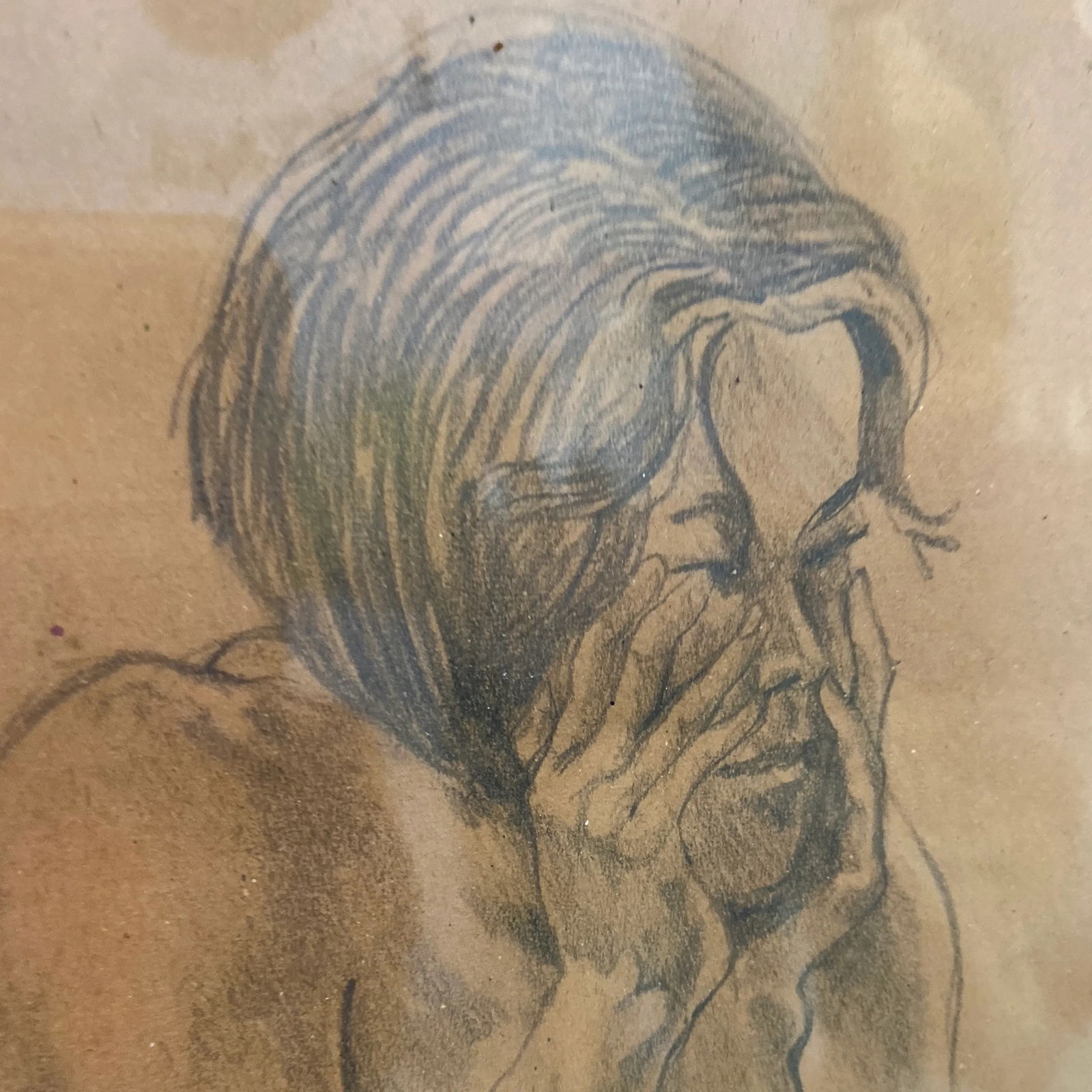 1970s Figurative Nude Pencil Sketch, Framed - 3