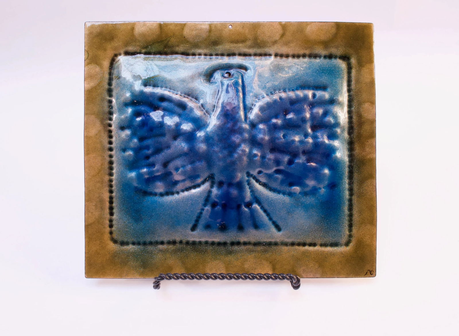 Vintage Enamel on Copper "Eagle" Plaque - 12