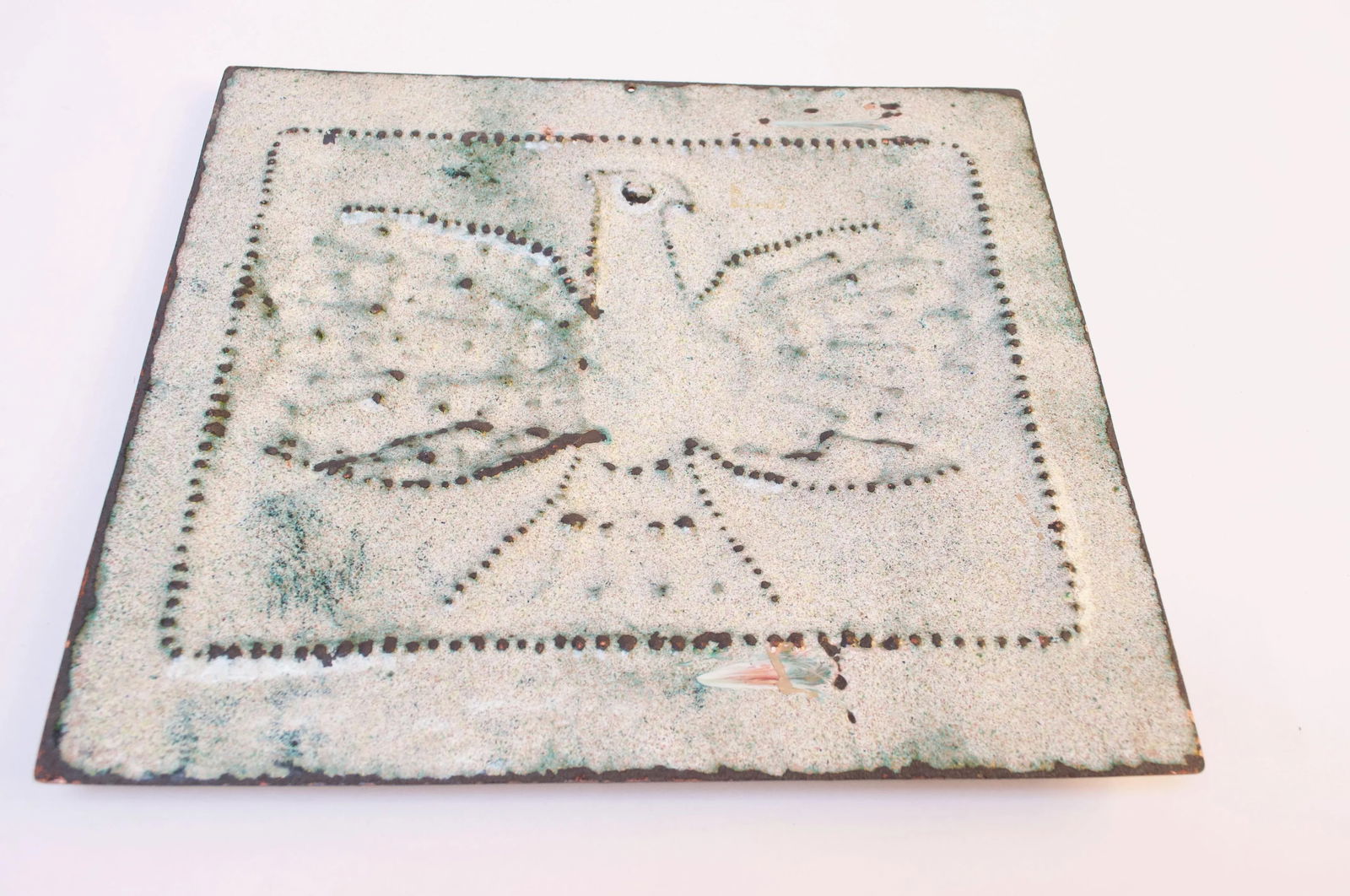 Vintage Enamel on Copper "Eagle" Plaque - 4