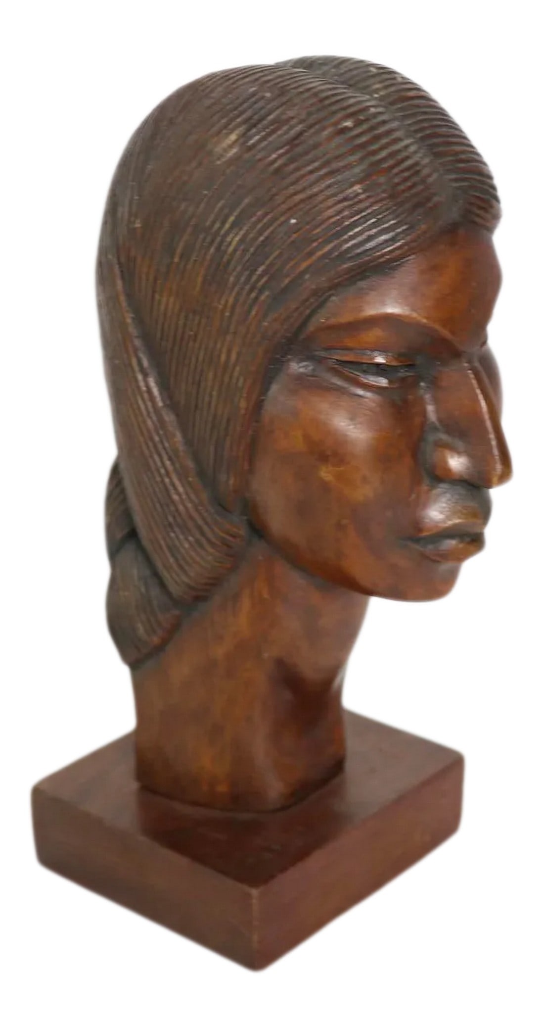 Mid Century Carved Wood Female Bust (1 of 11)
