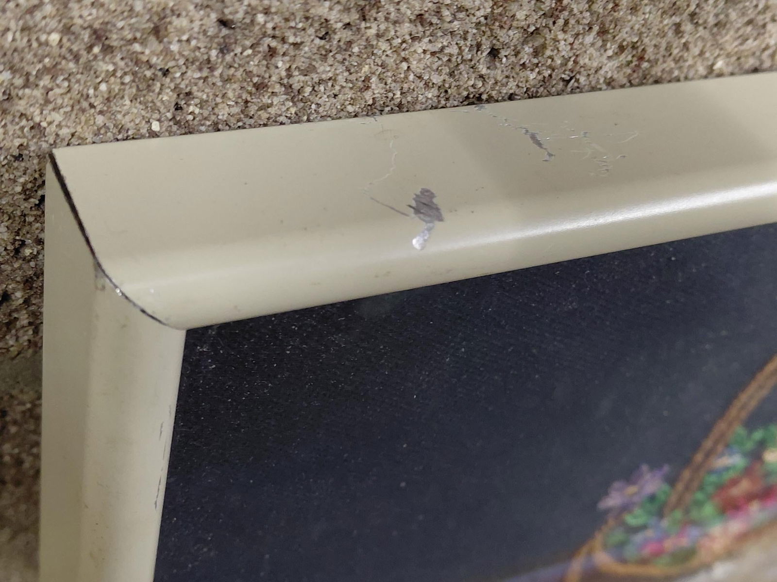 Framed Crewel Work and Inlaid Straw Artwork of a Little Girl - 6