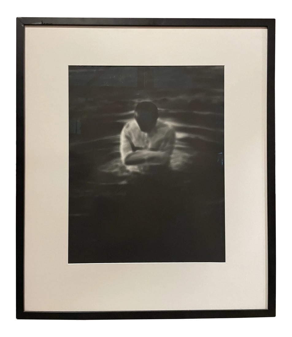 Contemporary Self-Portrait of Robert Stivers Black and White Photograph, Framed: A truly beautiful self portrait by Robert Stivers. I've looked at this image for 16 years since I bought it. Sometimes I feel like he is emerging through clouds and is about to ascend and unfurl his