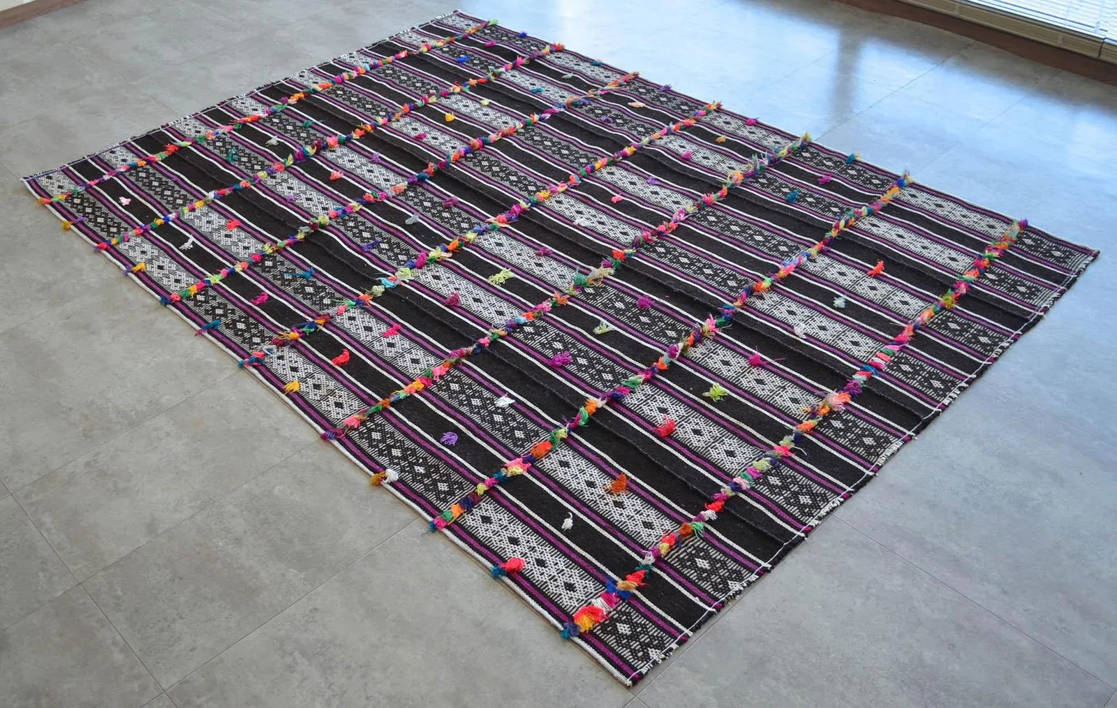 Vintage Rug Primitive Hand Woven Anatolian Kilim Fancy Rug - 5'2" X 7'3" - 2