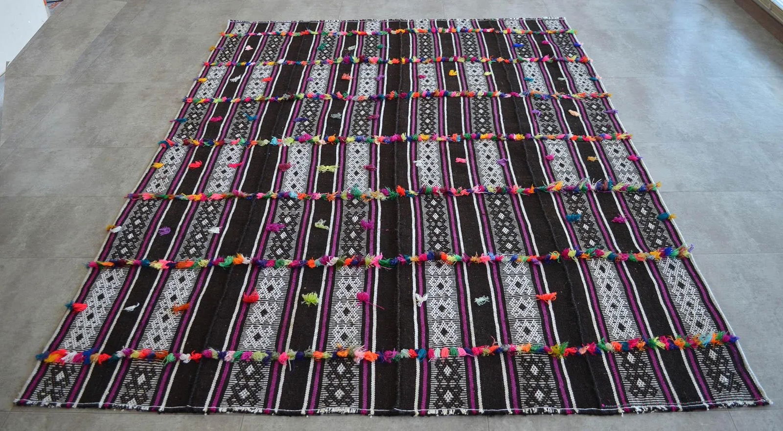 Vintage Rug Primitive Hand Woven Anatolian Kilim Fancy Rug - 5'2" X 7'3" - 3