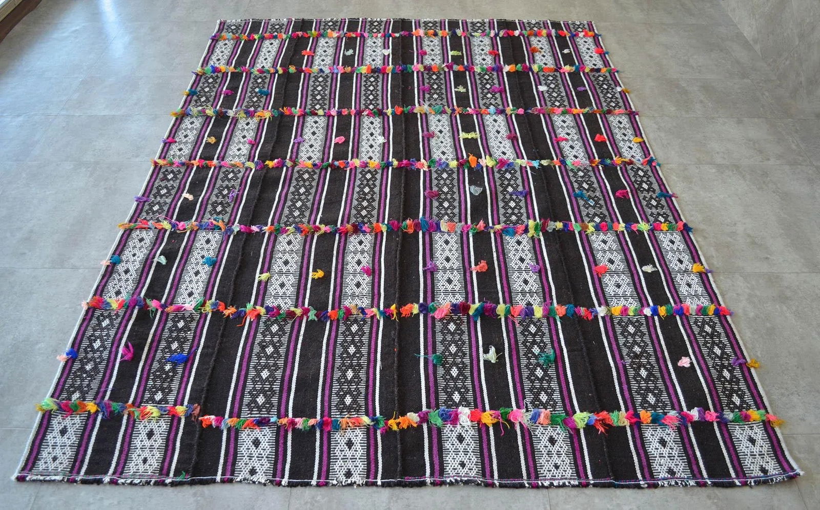Vintage Rug Primitive Hand Woven Anatolian Kilim Fancy Rug - 5'2" X 7'3" - 9