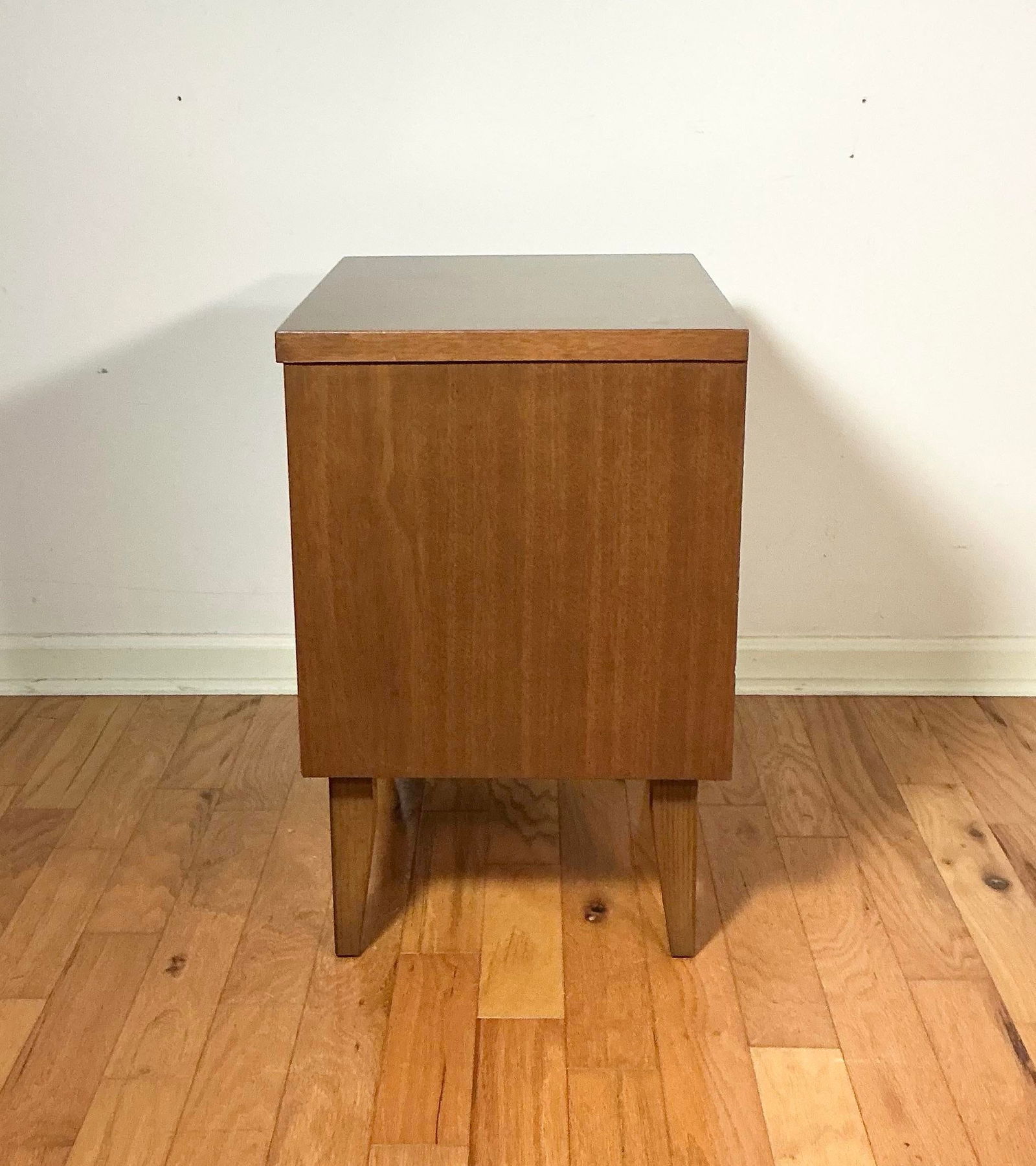 Mid 20th Century Modern Walnut Bassett Nightstand Brass + Black 2 Drawer - 4