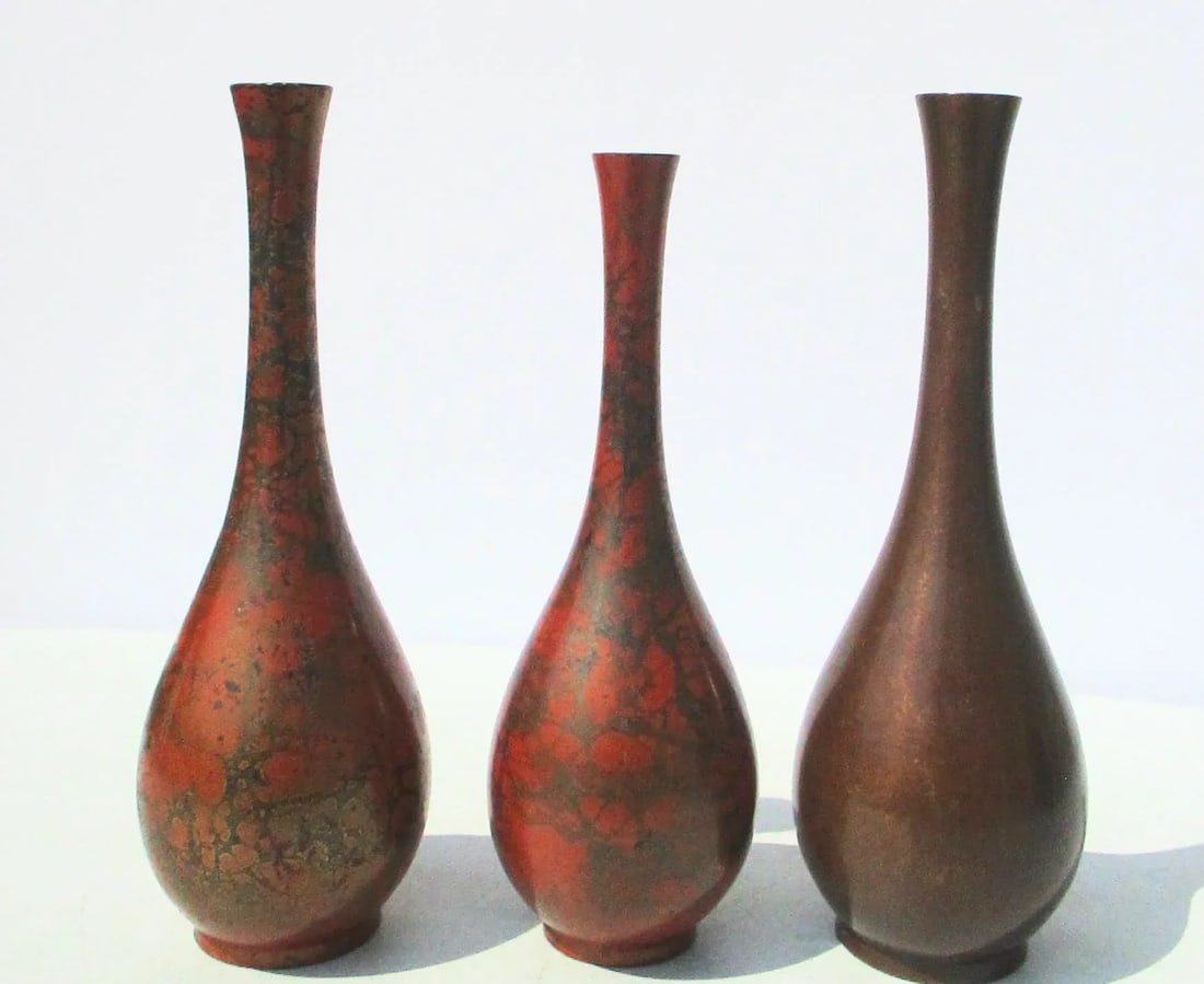 Japanese Bronze Vases -A Group of 3 - 3
