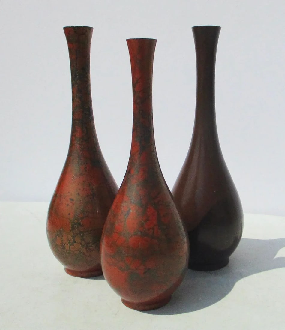 Japanese Bronze Vases -A Group of 3 - 4