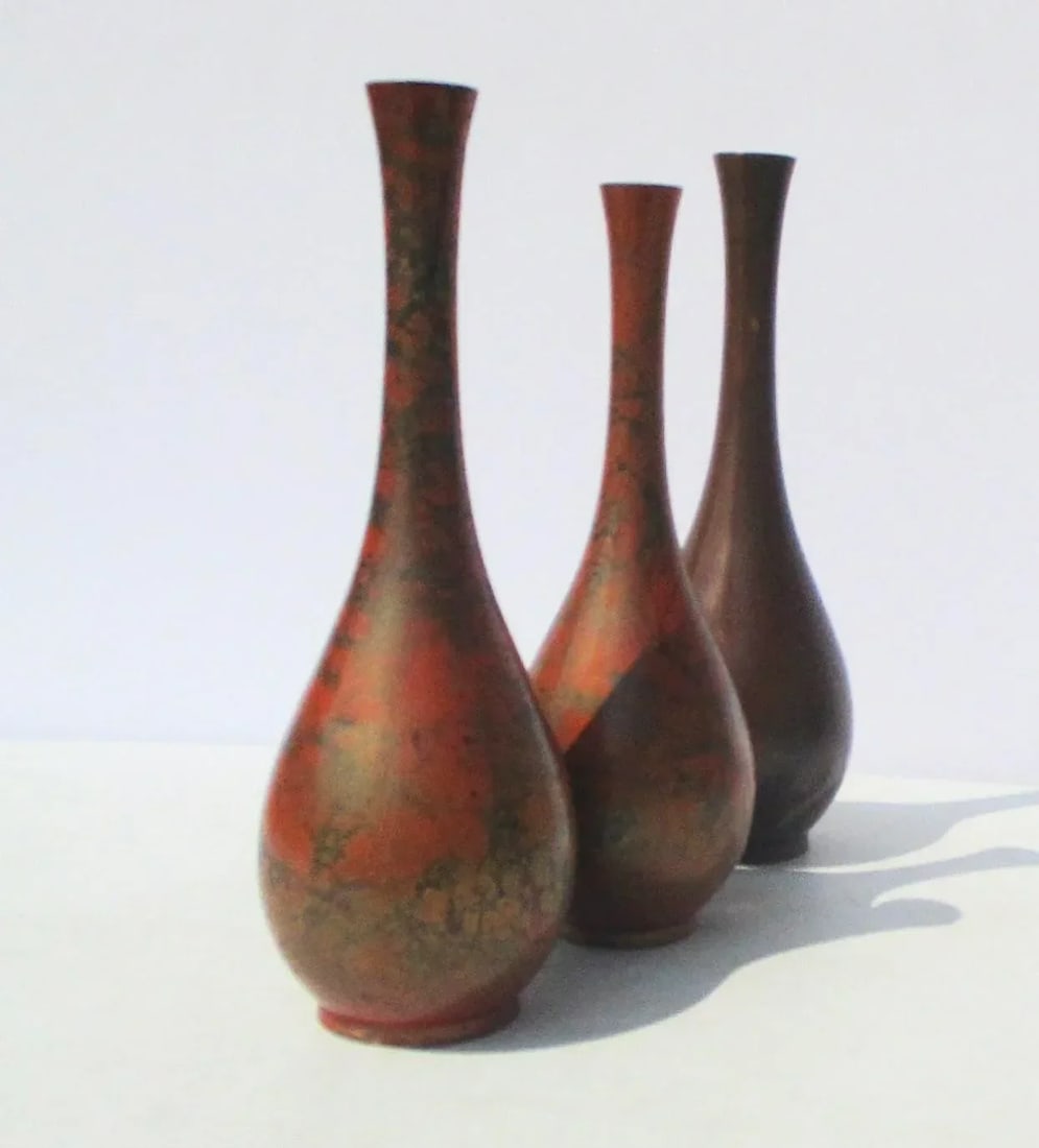 Japanese Bronze Vases -A Group of 3 - 5