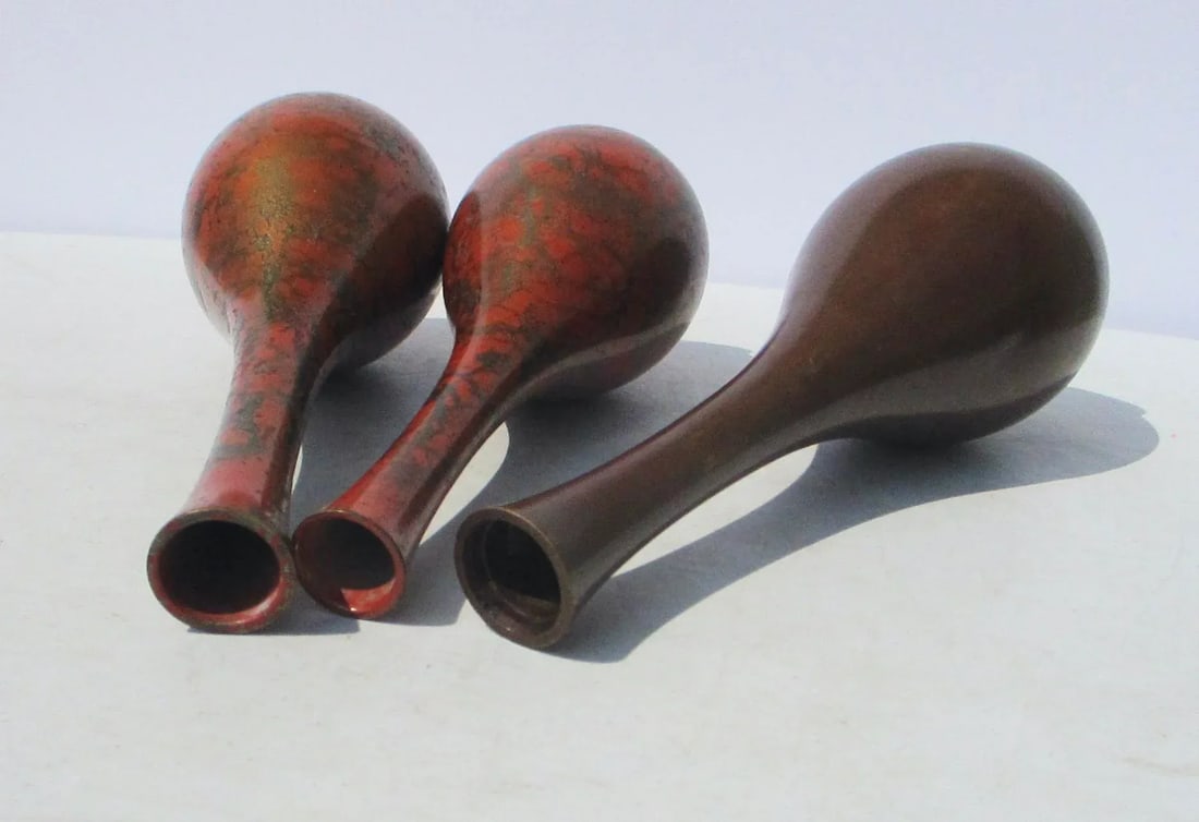 Japanese Bronze Vases -A Group of 3 - 7