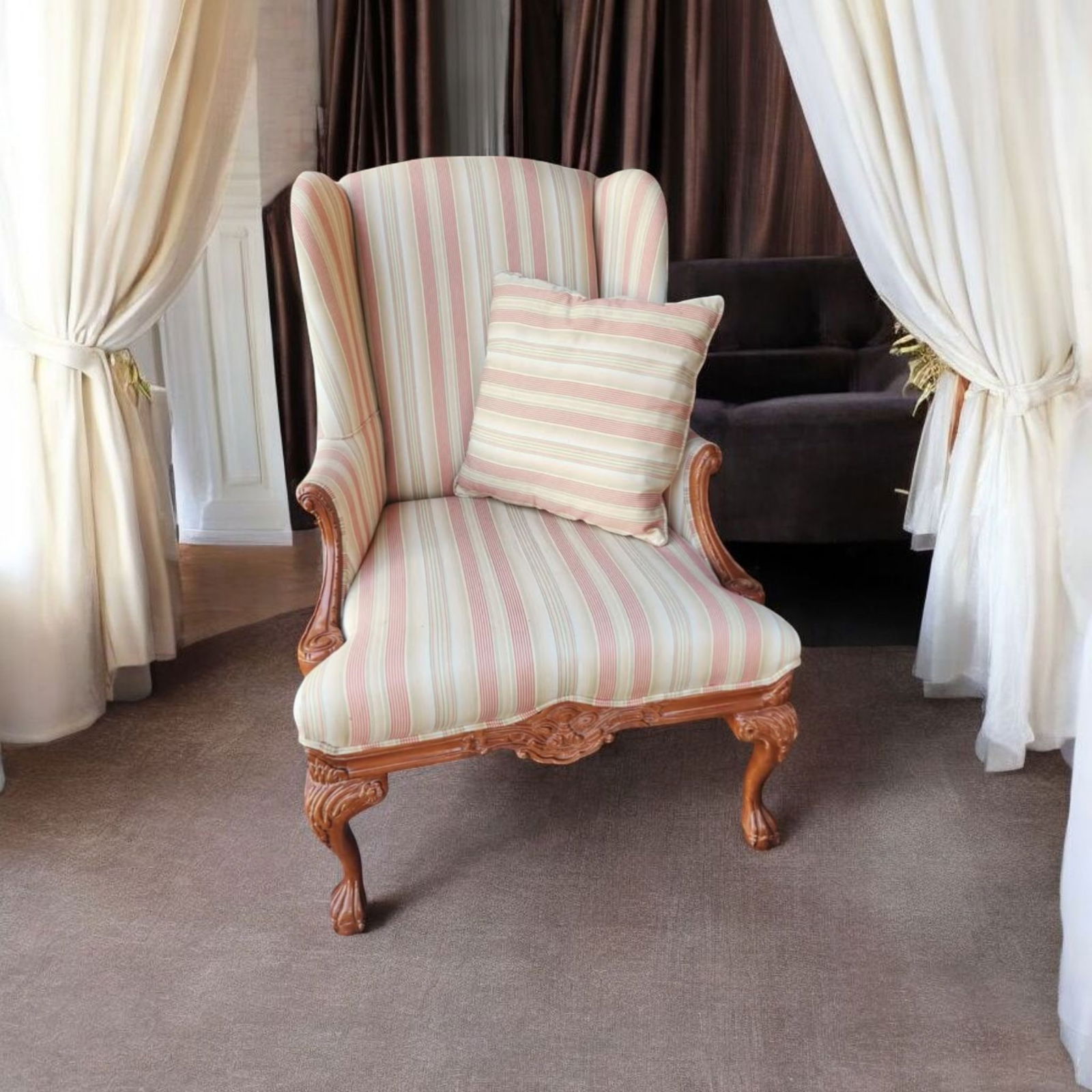 A Pair of Vintage Wingback Chairs by Craftsmaster - 4