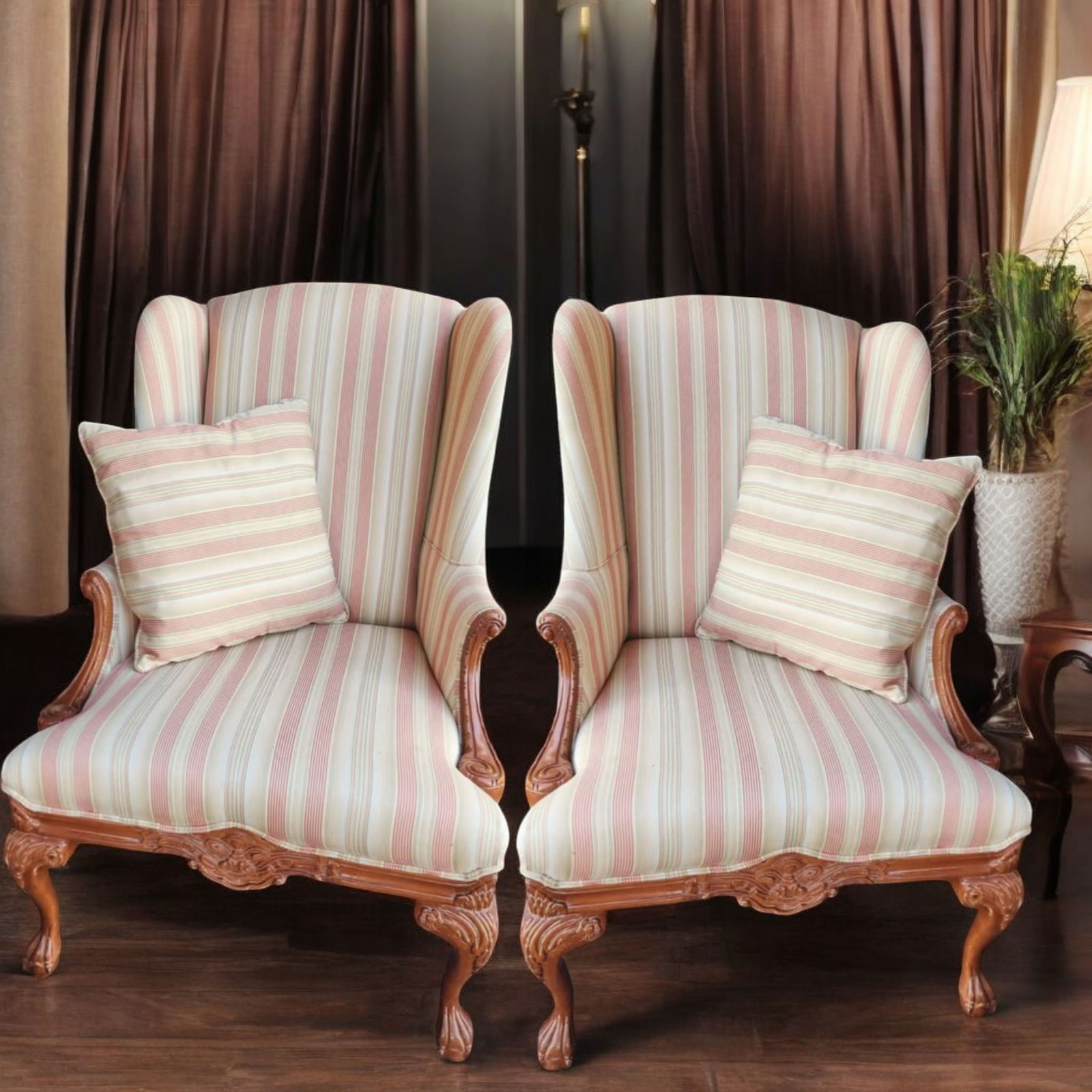 A Pair of Vintage Wingback Chairs by Craftsmaster - 5