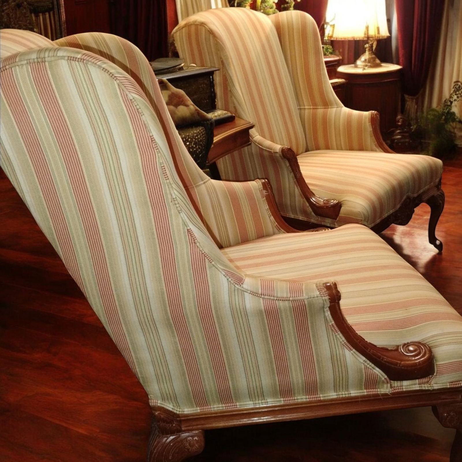 A Pair of Vintage Wingback Chairs by Craftsmaster - 8
