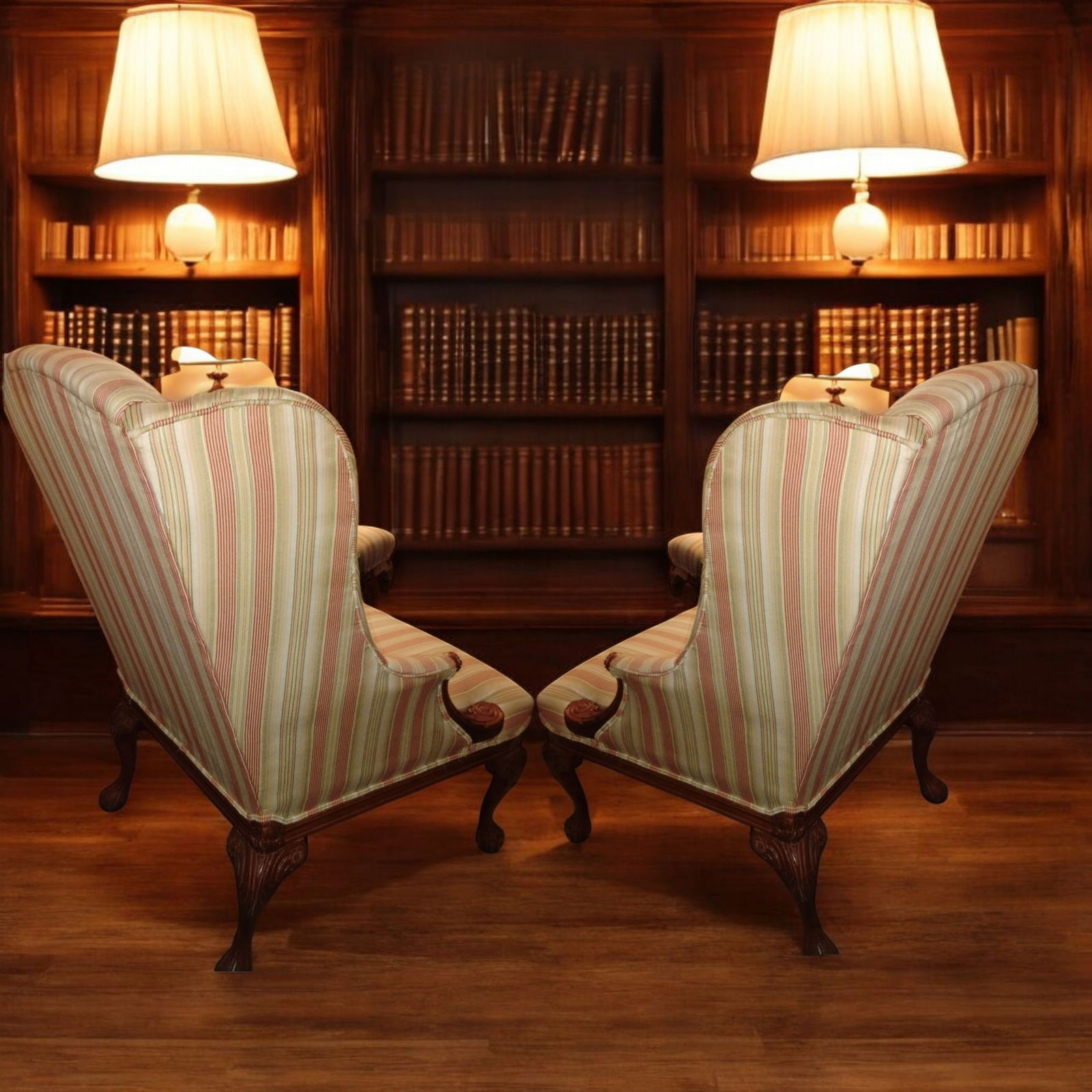 A Pair of Vintage Wingback Chairs by Craftsmaster - 9