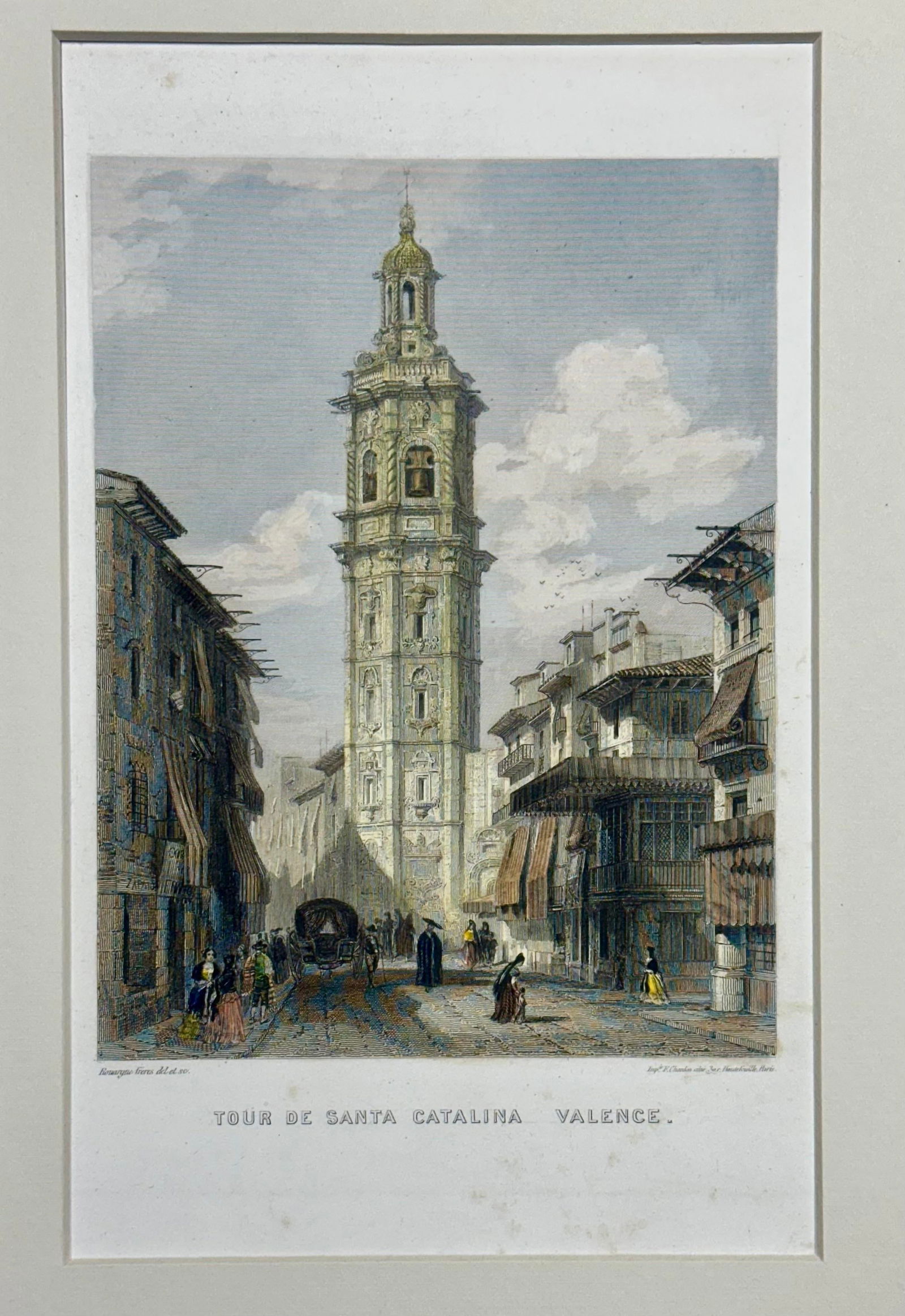 Church of Santa Catalina, Valencia, Spain Original Engraving, Circa 1851 - 2