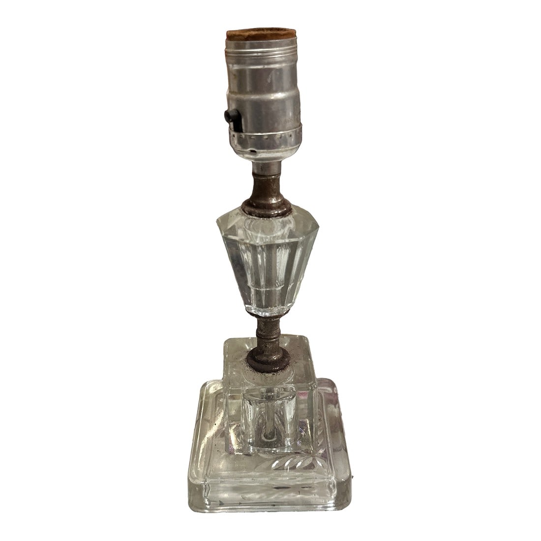 Vintage Small Glass Detailed Art Deco Lamp (1 of 6)