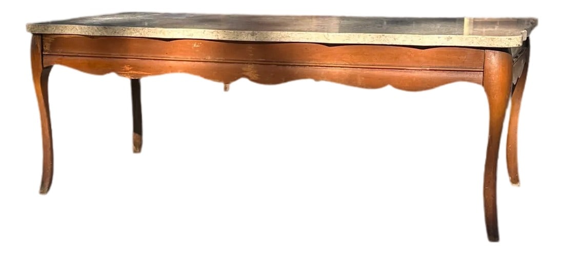 1970s Wooden Coffee Table With Marble Top (1 of 4)