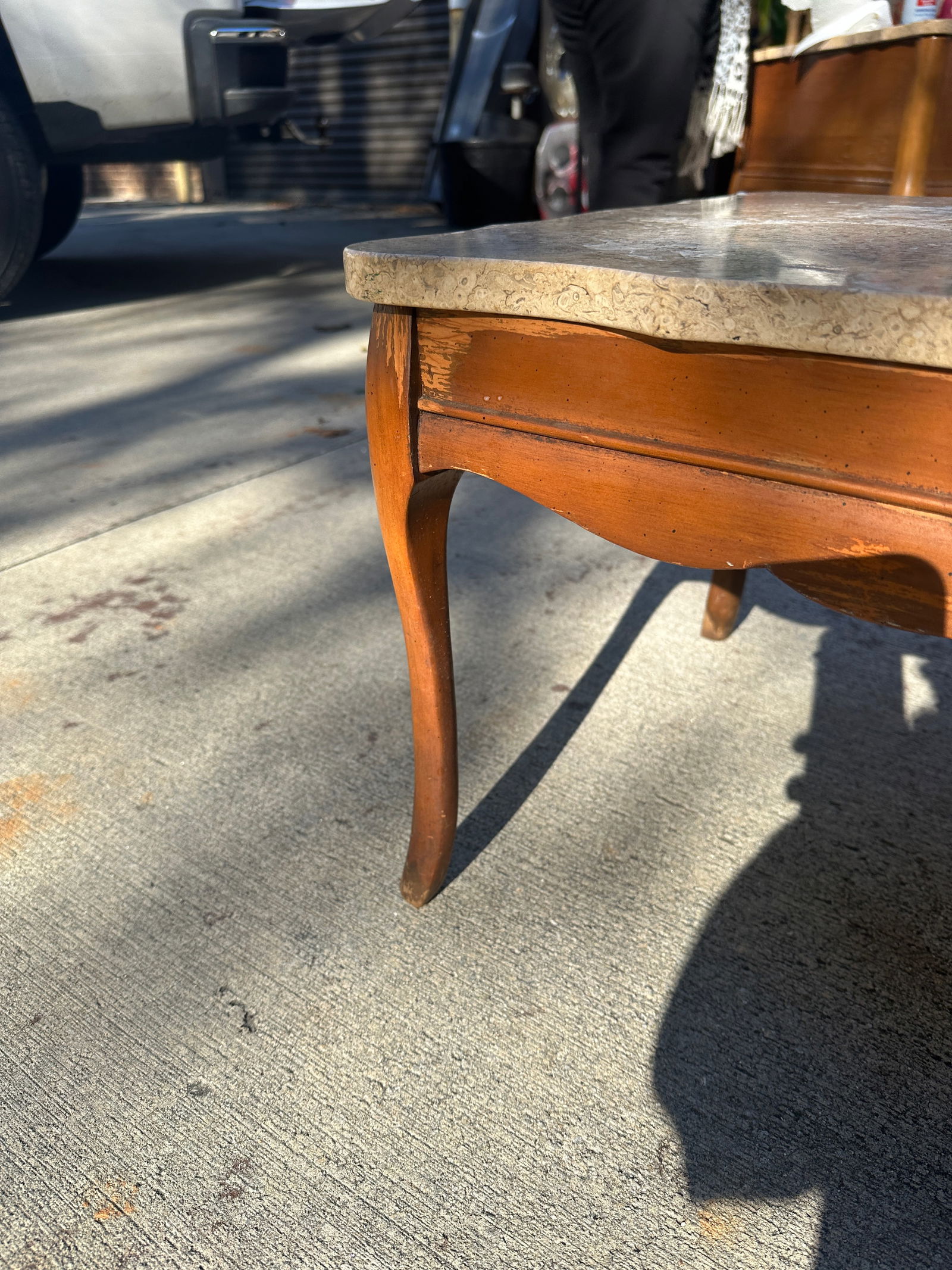 1970s Wooden Coffee Table With Marble Top - 3
