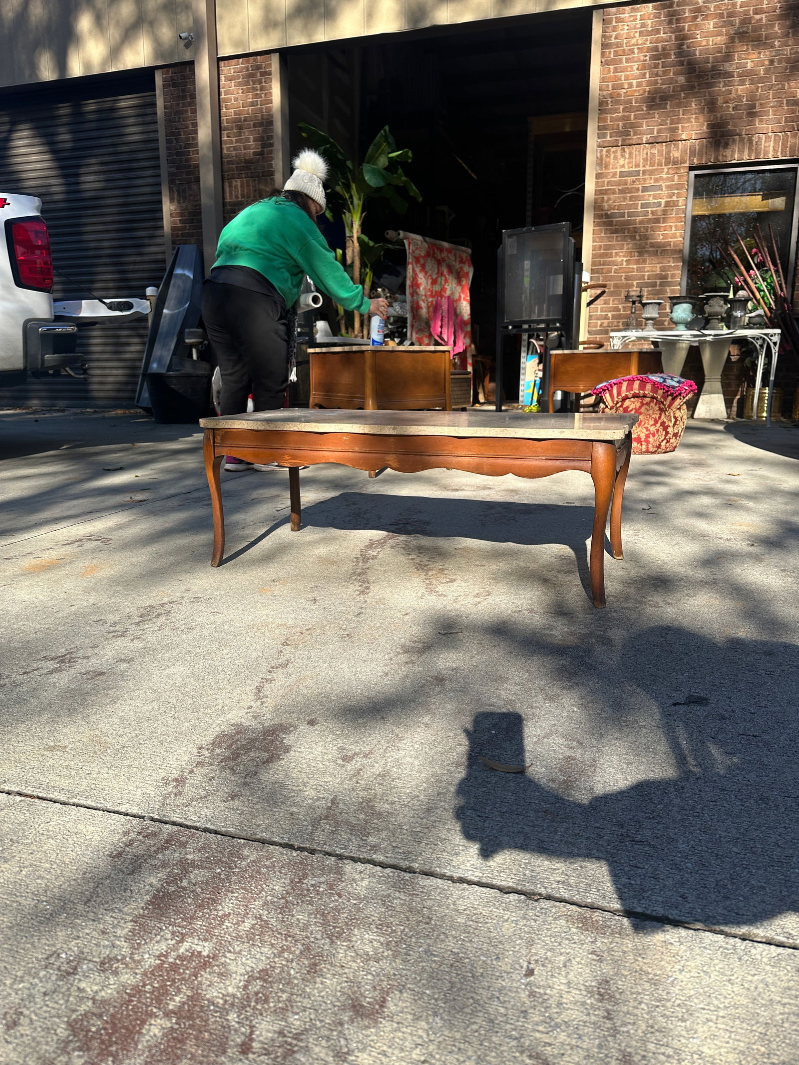 1970s Wooden Coffee Table With Marble Top - 4