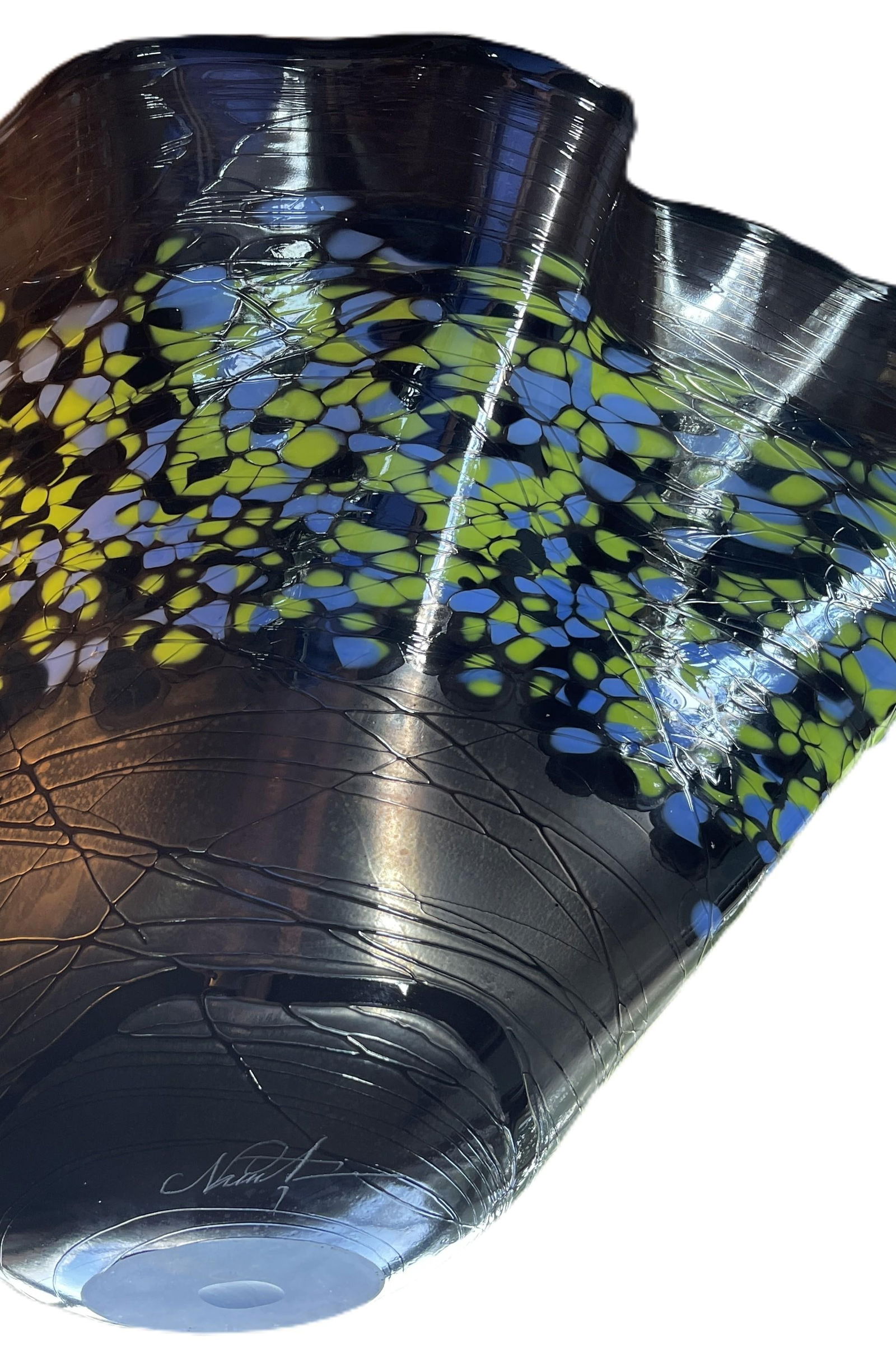 Late 20th Century Monumental Handblown Art Glass Display Bowl Signed, Eastern European Studio Glass - 10