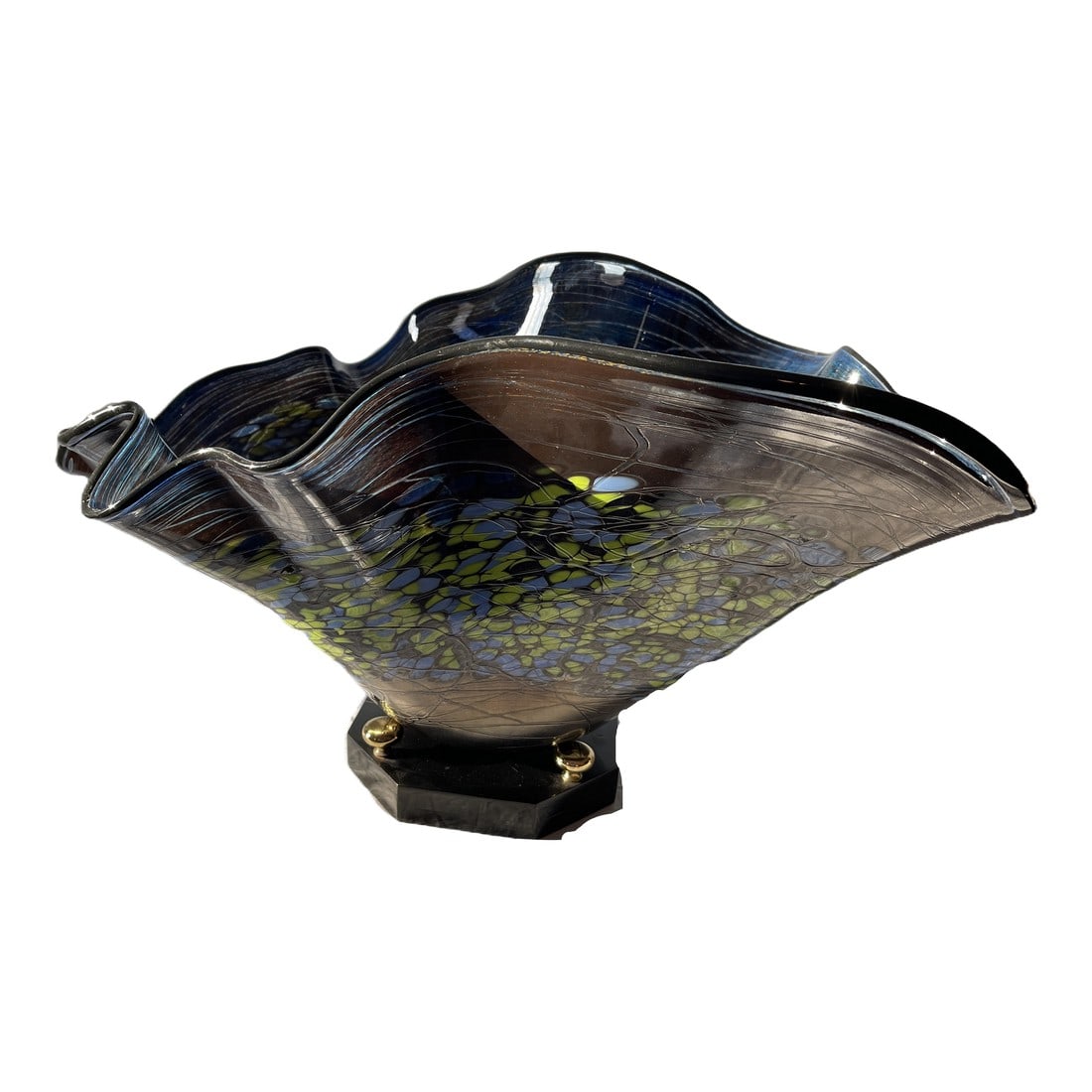 Late 20th Century Monumental Handblown Art Glass Display Bowl Signed, Eastern European Studio Glass (1 of 11)