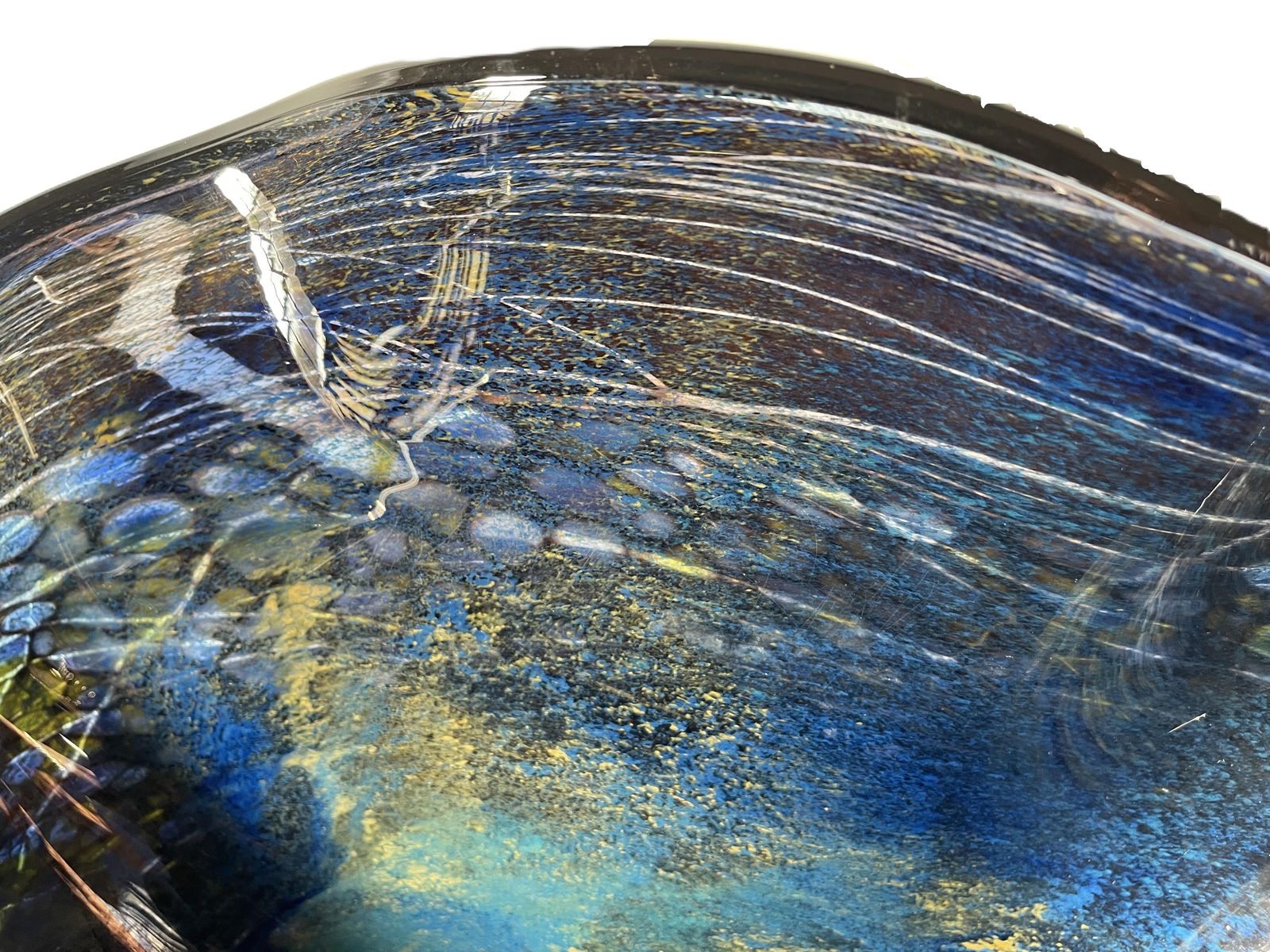 Late 20th Century Monumental Handblown Art Glass Display Bowl Signed, Eastern European Studio Glass - 2