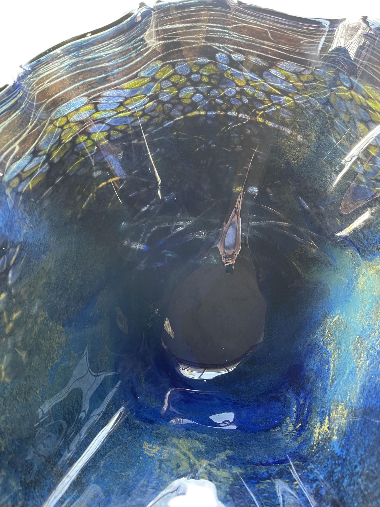 Late 20th Century Monumental Handblown Art Glass Display Bowl Signed, Eastern European Studio Glass - 6