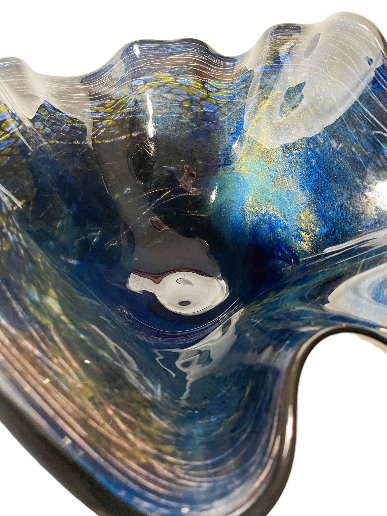 Late 20th Century Monumental Handblown Art Glass Display Bowl Signed, Eastern European Studio Glass - 8