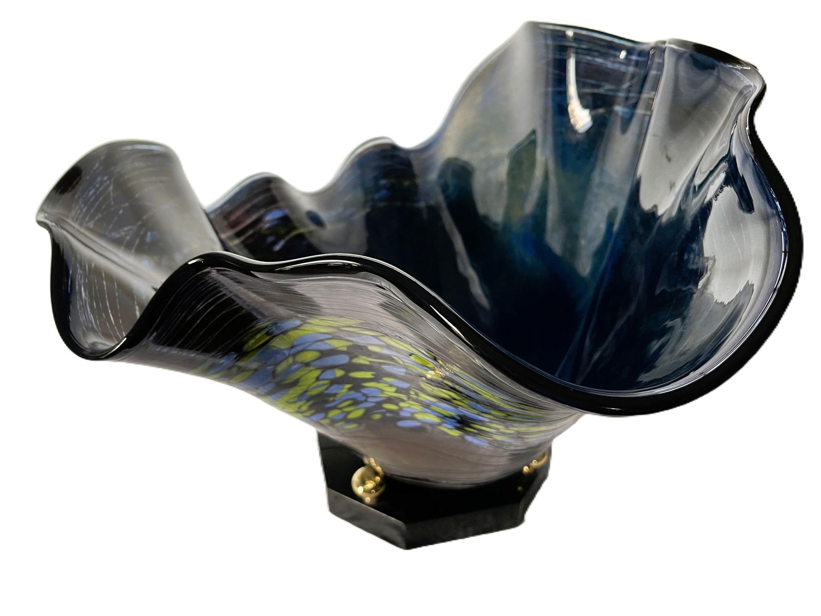 Late 20th Century Monumental Handblown Art Glass Display Bowl Signed, Eastern European Studio Glass - 9