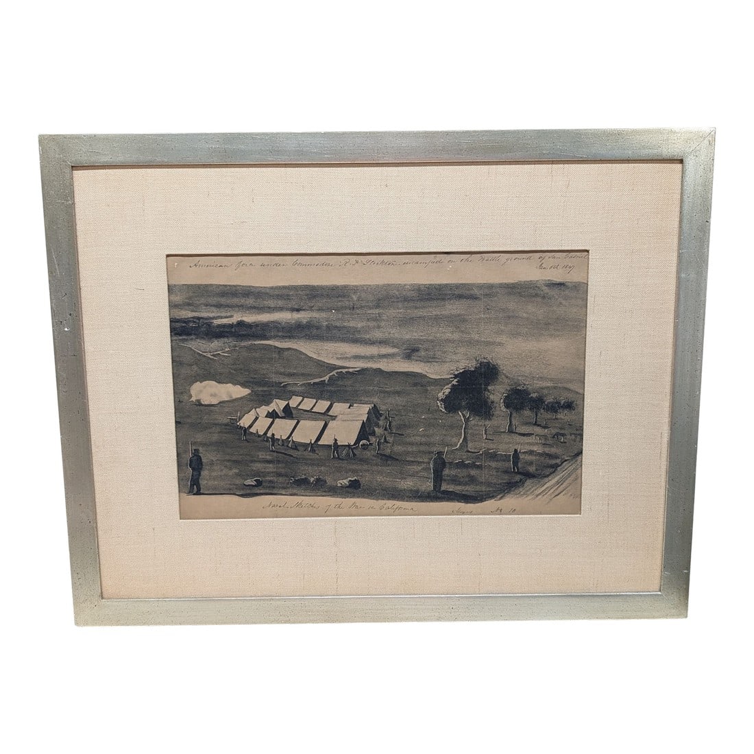 1930s Naval Sketches of the War in California, Lithograph No. 10 William Meyers Framed (1 of 7)