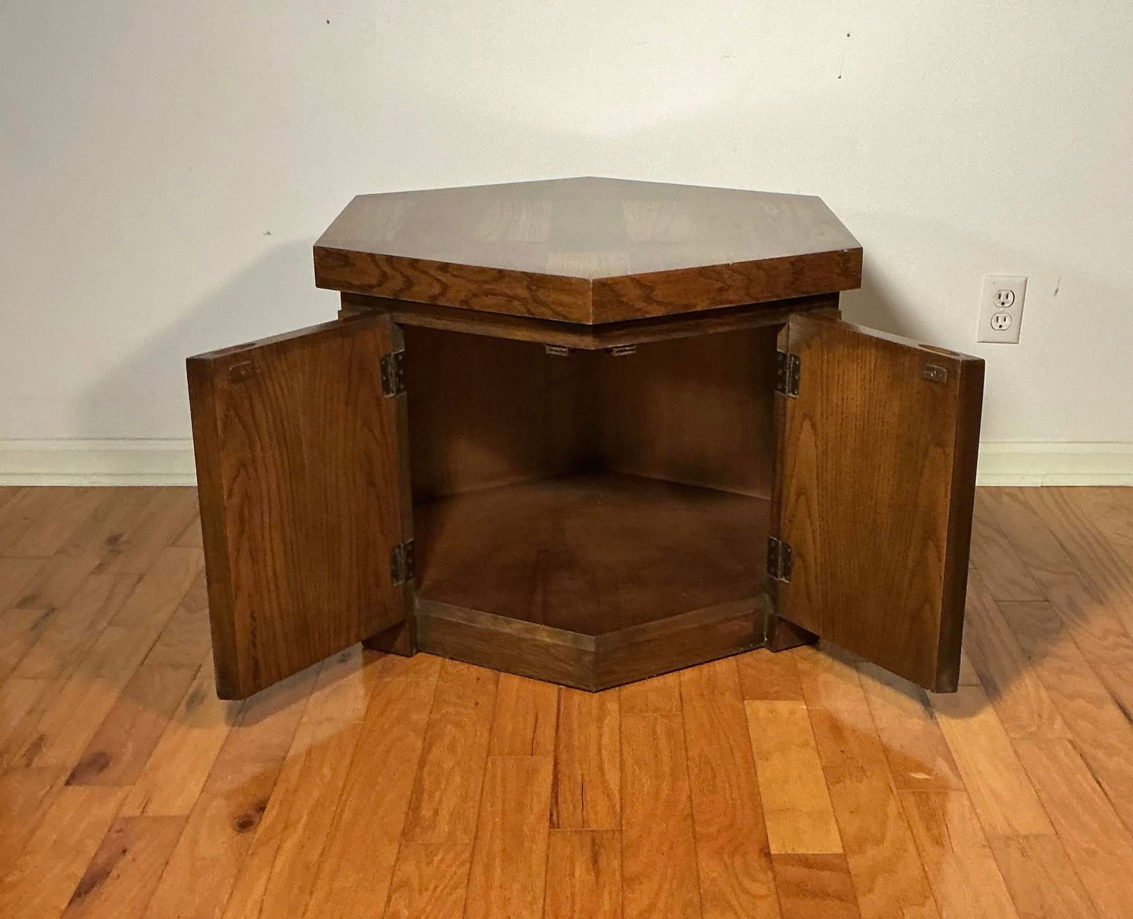 Lane Brutalist Mid Century Modern Hexagonal Cabinet End Table, 1970s - 3