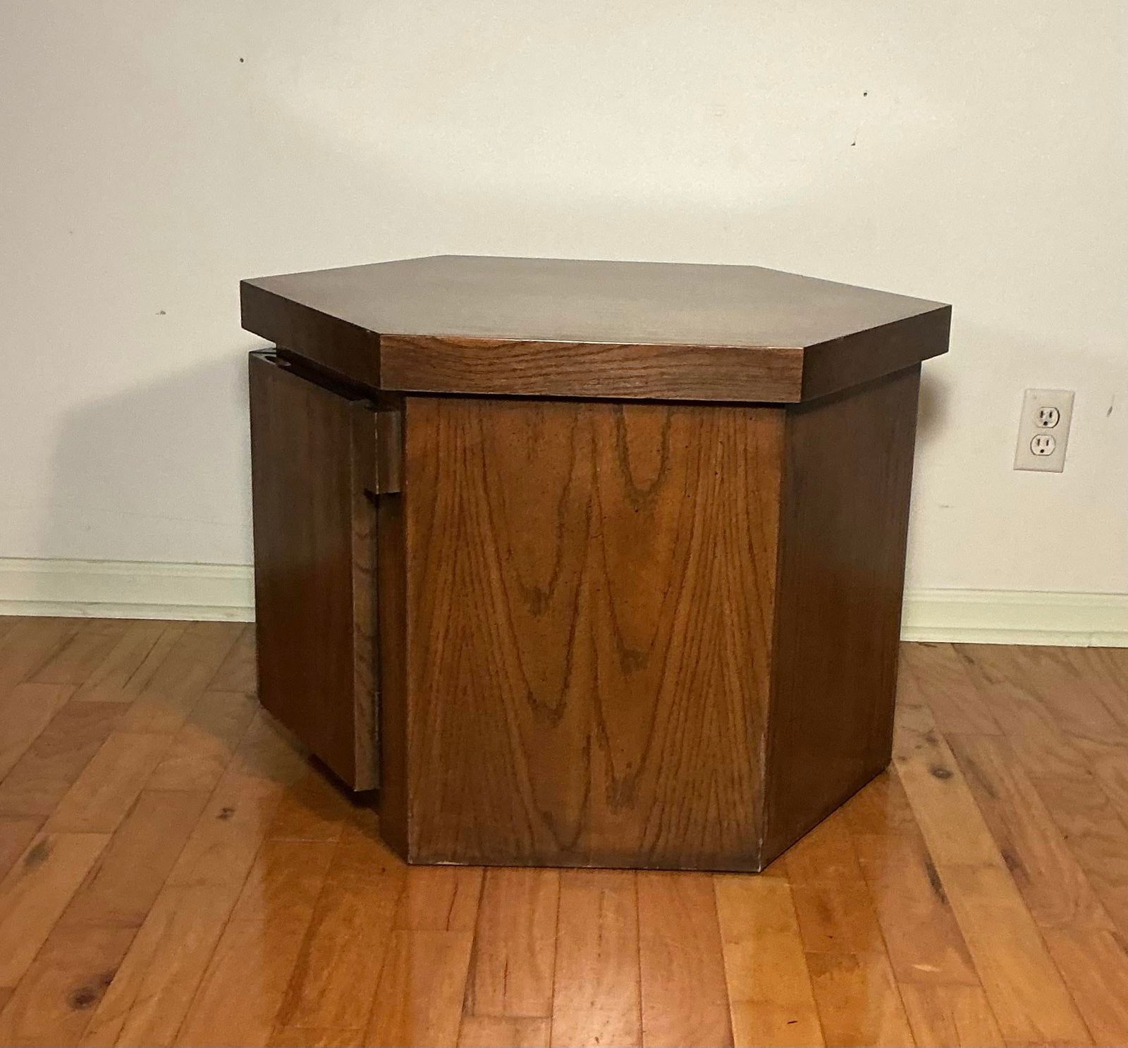 Lane Brutalist Mid Century Modern Hexagonal Cabinet End Table, 1970s - 4