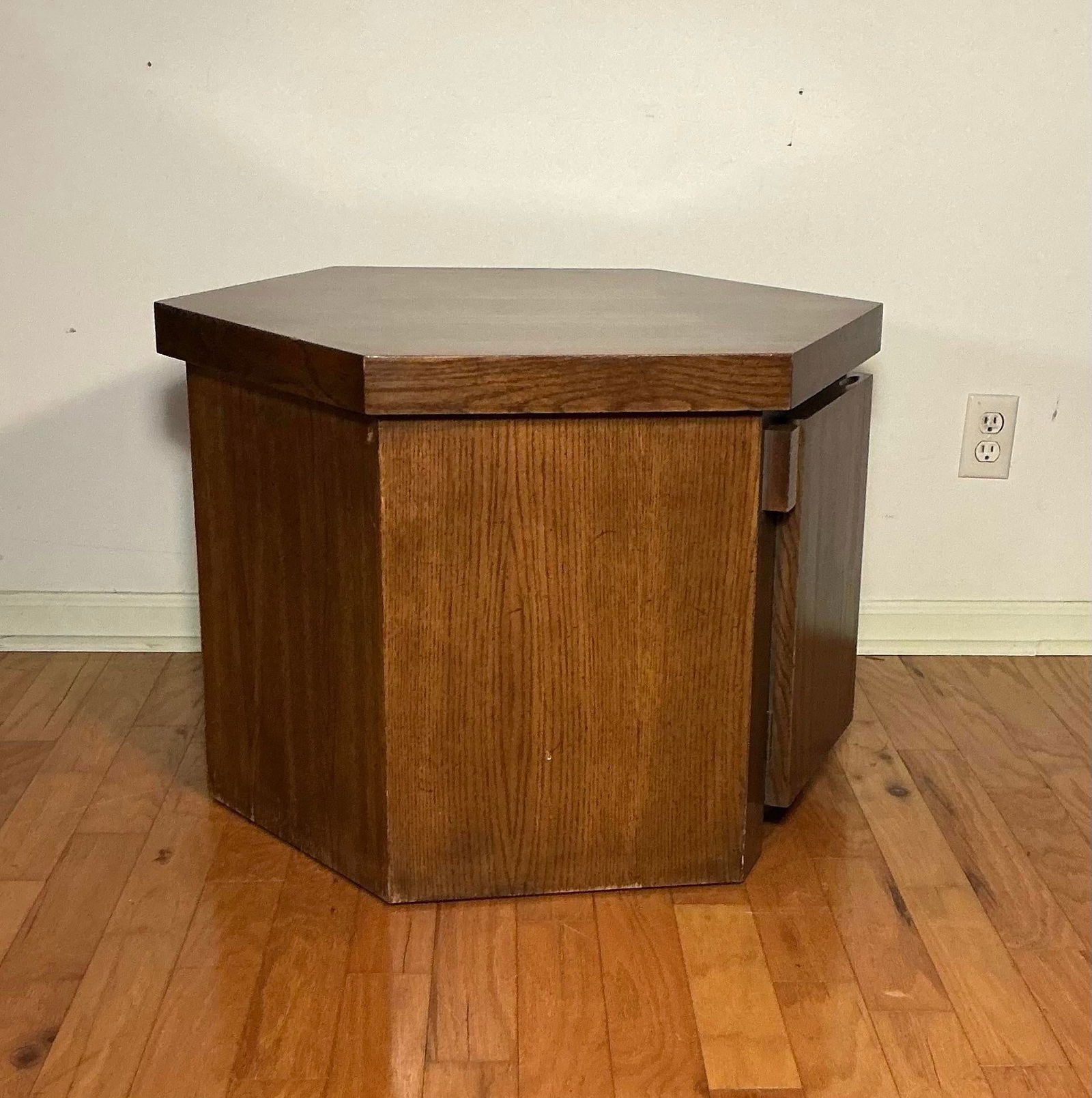 Lane Brutalist Mid Century Modern Hexagonal Cabinet End Table, 1970s - 7