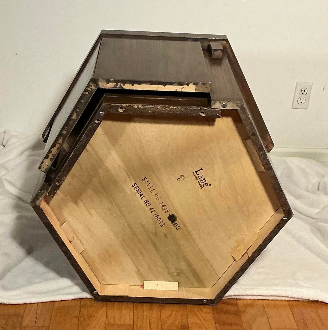 Lane Brutalist Mid Century Modern Hexagonal Cabinet End Table, 1970s - 9