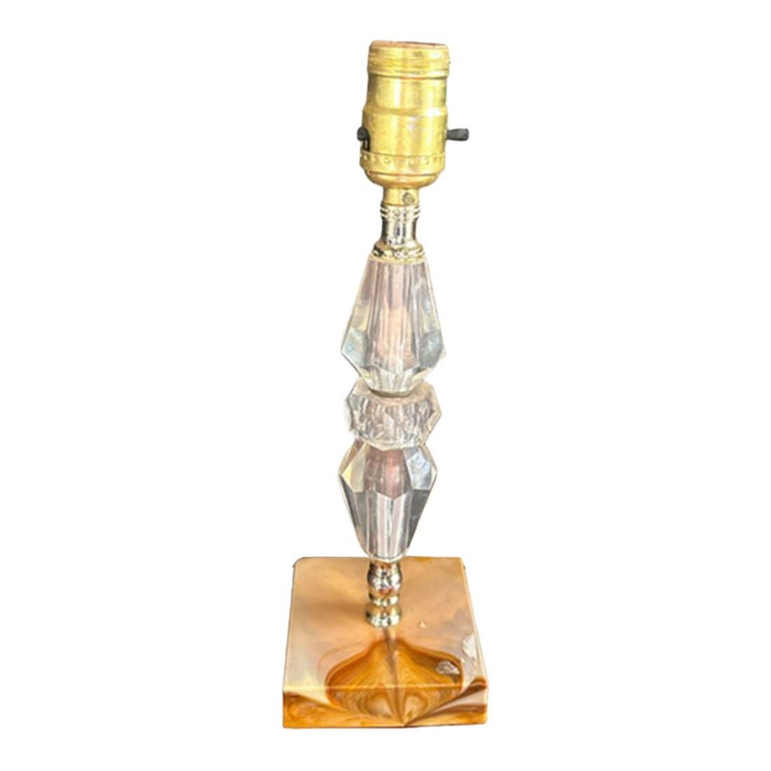 Small Vintage Lucite Diamond Table Lamp With Marble Base (1 of 7)