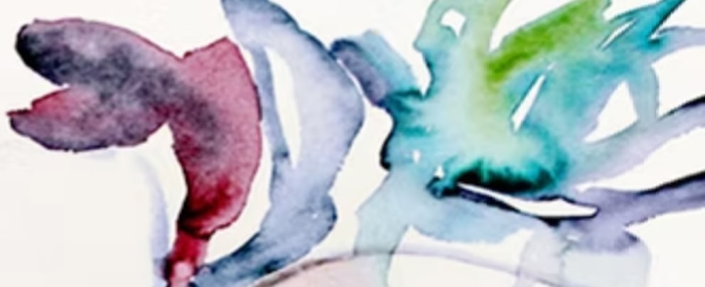 With Me, Watercolor on Paper, Ivory Field, Shades of Dusty Turquoise, Grey Lavender, Emerald Green - 3