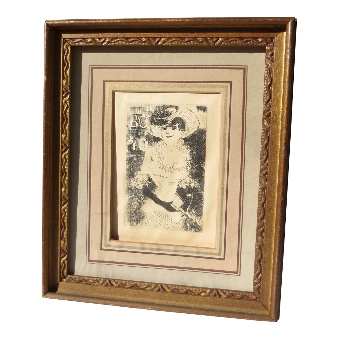 Jean-Louis Forain Etching Circa 1920s: Jean-Louis Forain (1852 - 1931). French artist of the Belle Époque, the nightlife and the fashion of the spirit of the beautiful epoch. original etching of the period. The measurements are 5' by