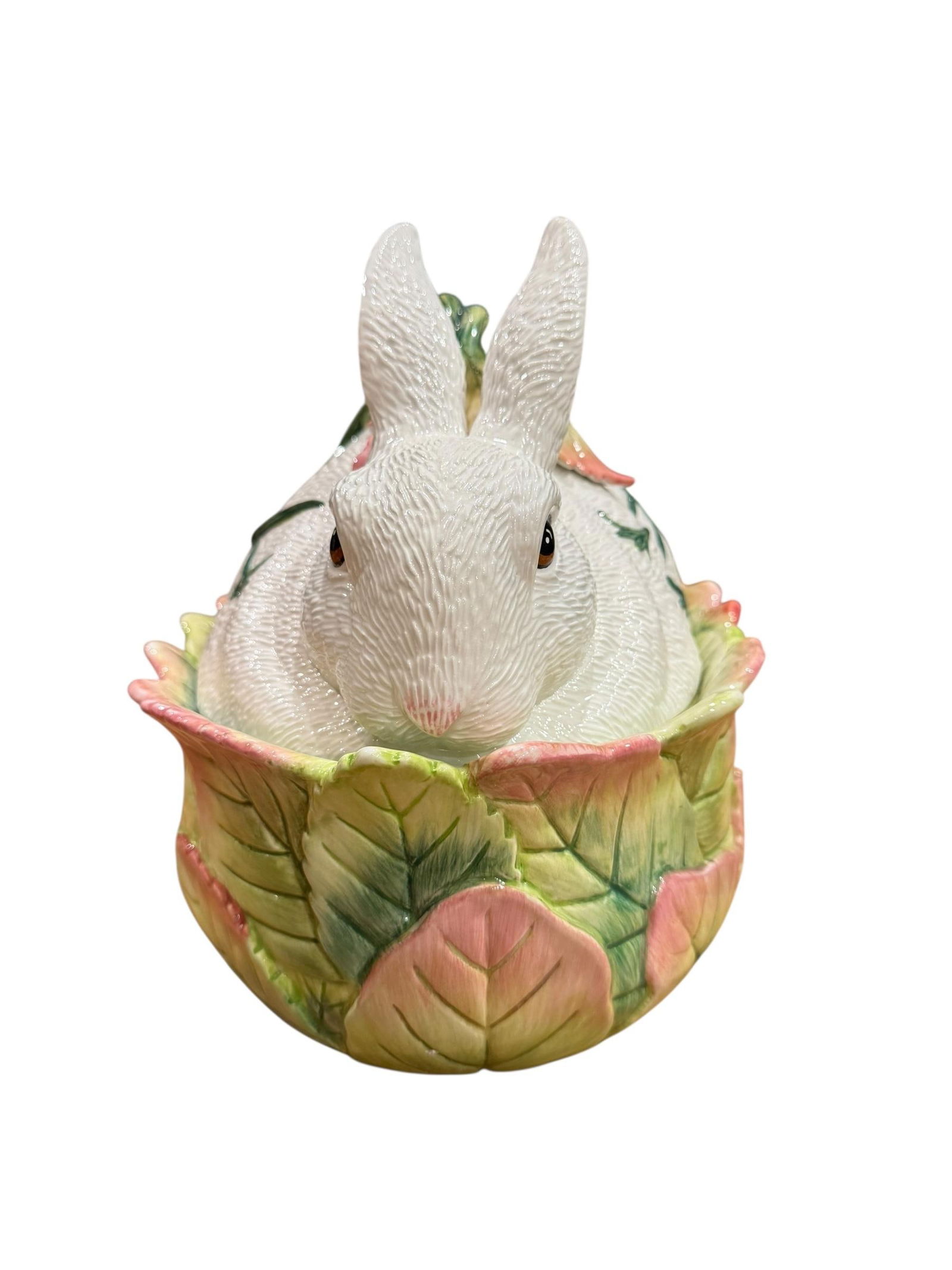 1990s Fitz & Floyd "Le Lapin" Large Oval Covered Vegetable Bowl - 10