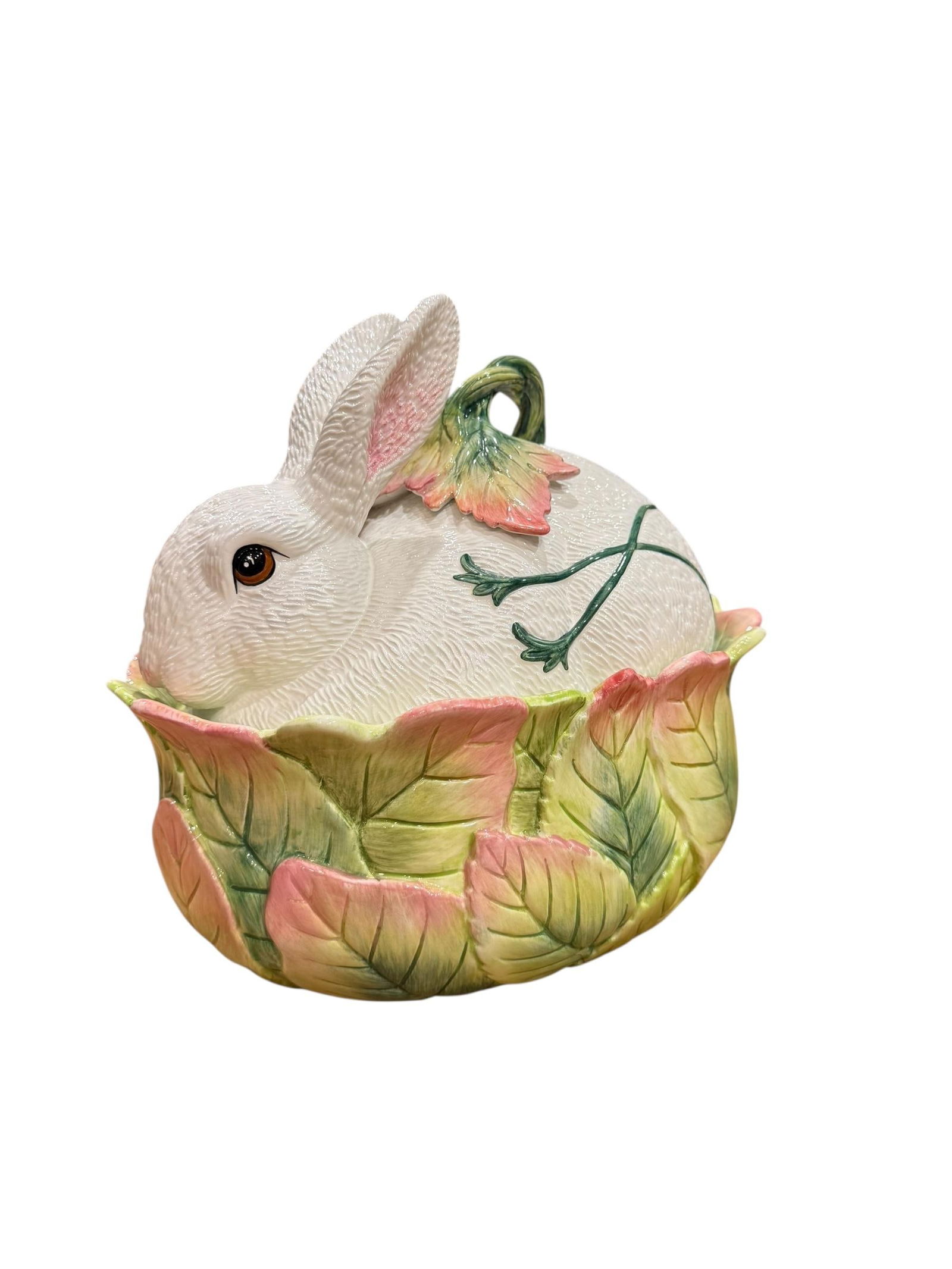 1990s Fitz & Floyd "Le Lapin" Large Oval Covered Vegetable Bowl - 2