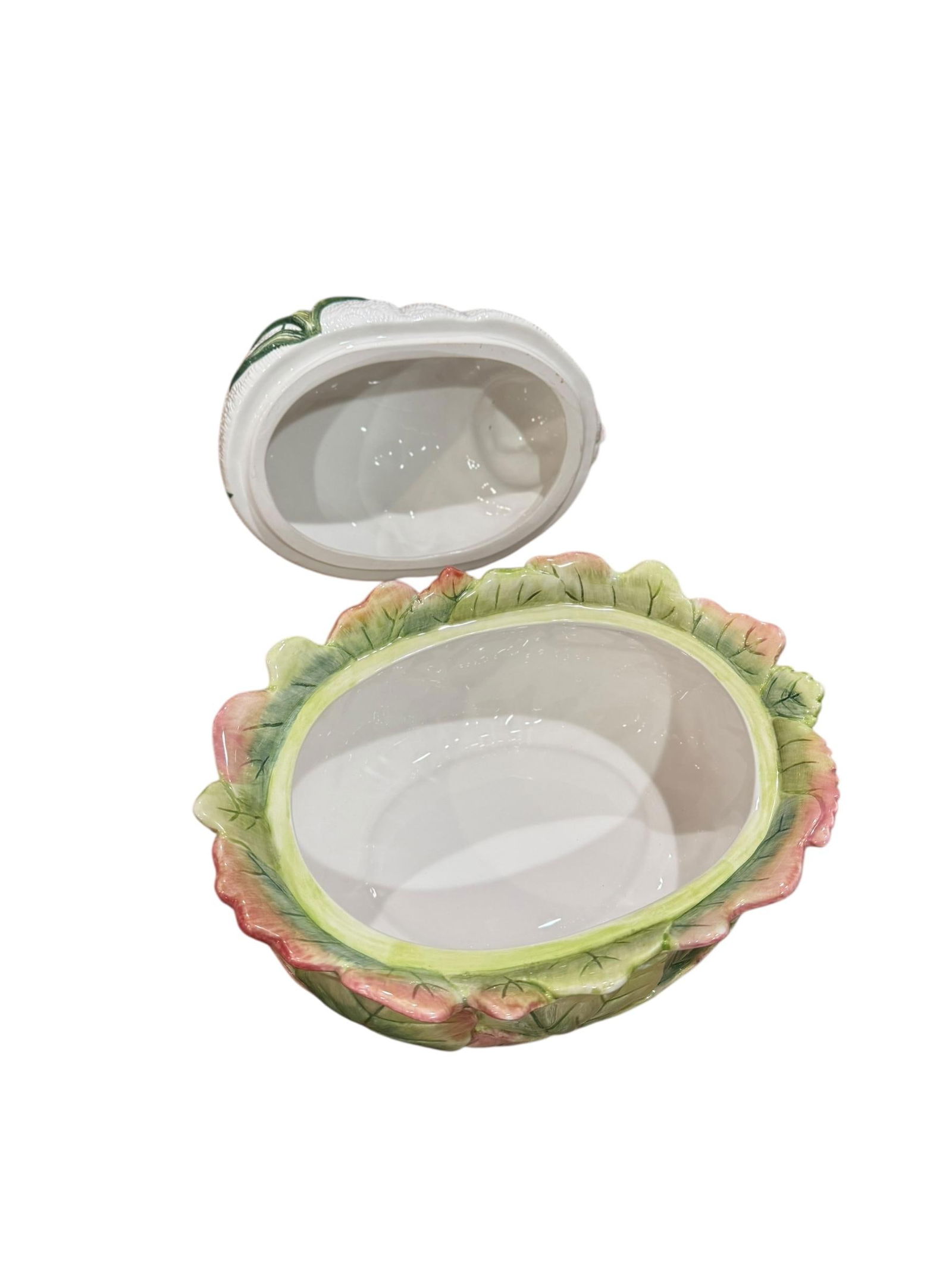 1990s Fitz & Floyd "Le Lapin" Large Oval Covered Vegetable Bowl - 6