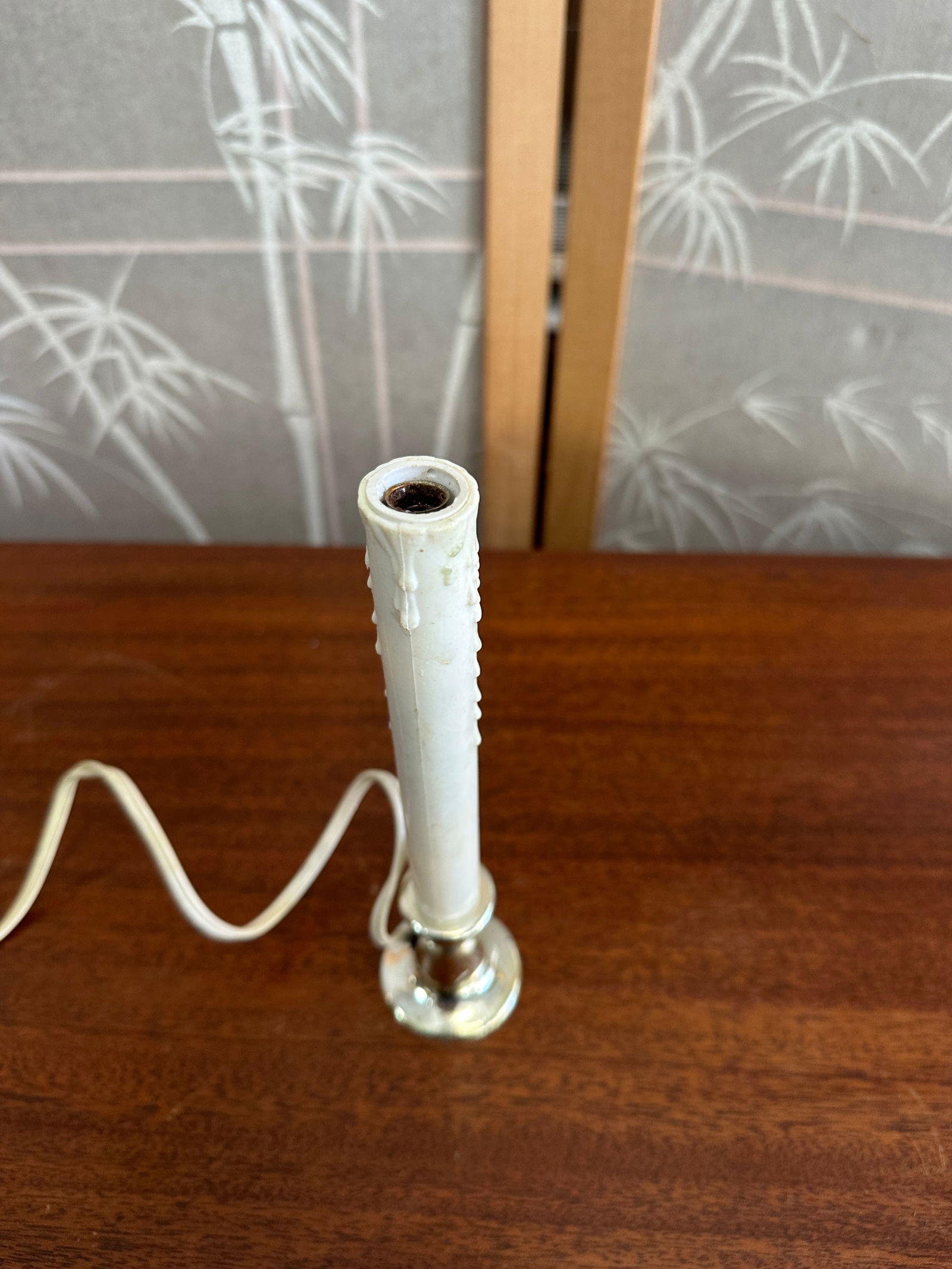 1970s Small Silver Faux Candle Table Lamp - 3