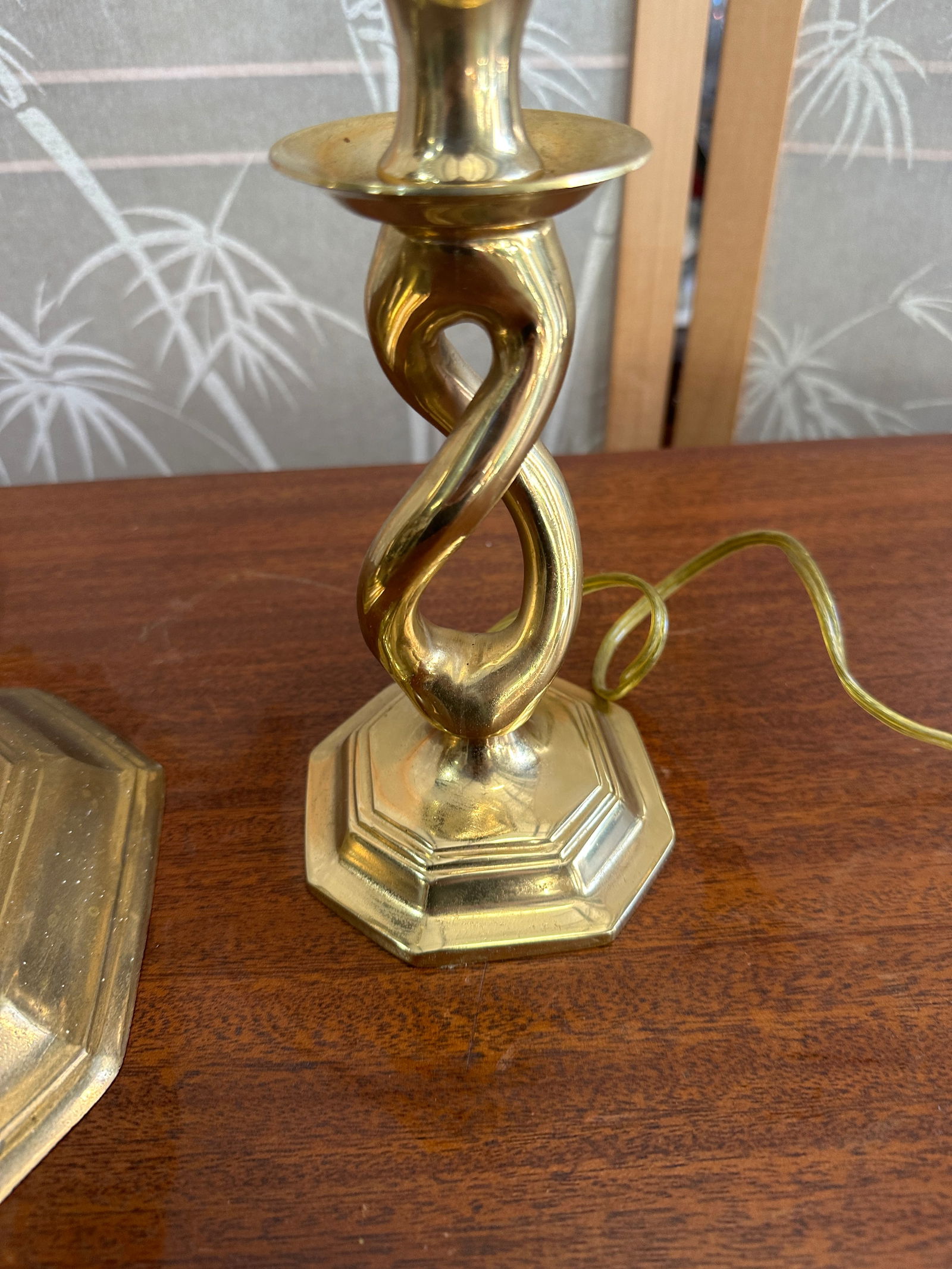 1970s Pair of Vintage Brass Spiral Table Lamps - 6